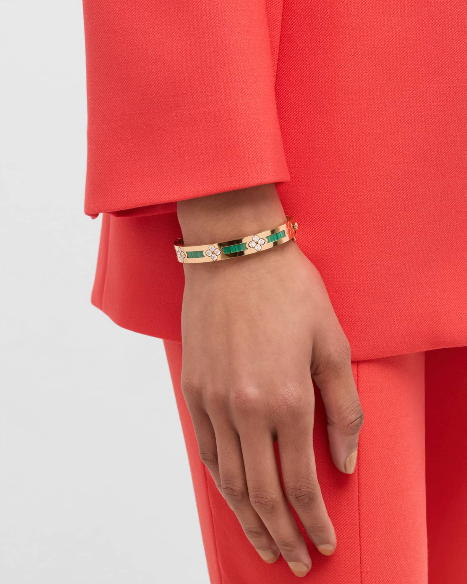 18K Rose Gold Diamond and Malachite Bracelet 1