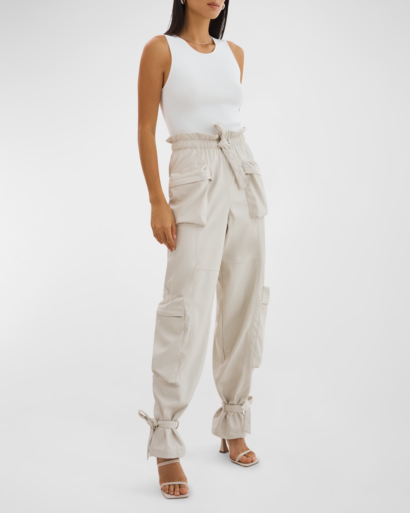 Braxton Faux-Leather Tie-Waist Pull-On Pants 1