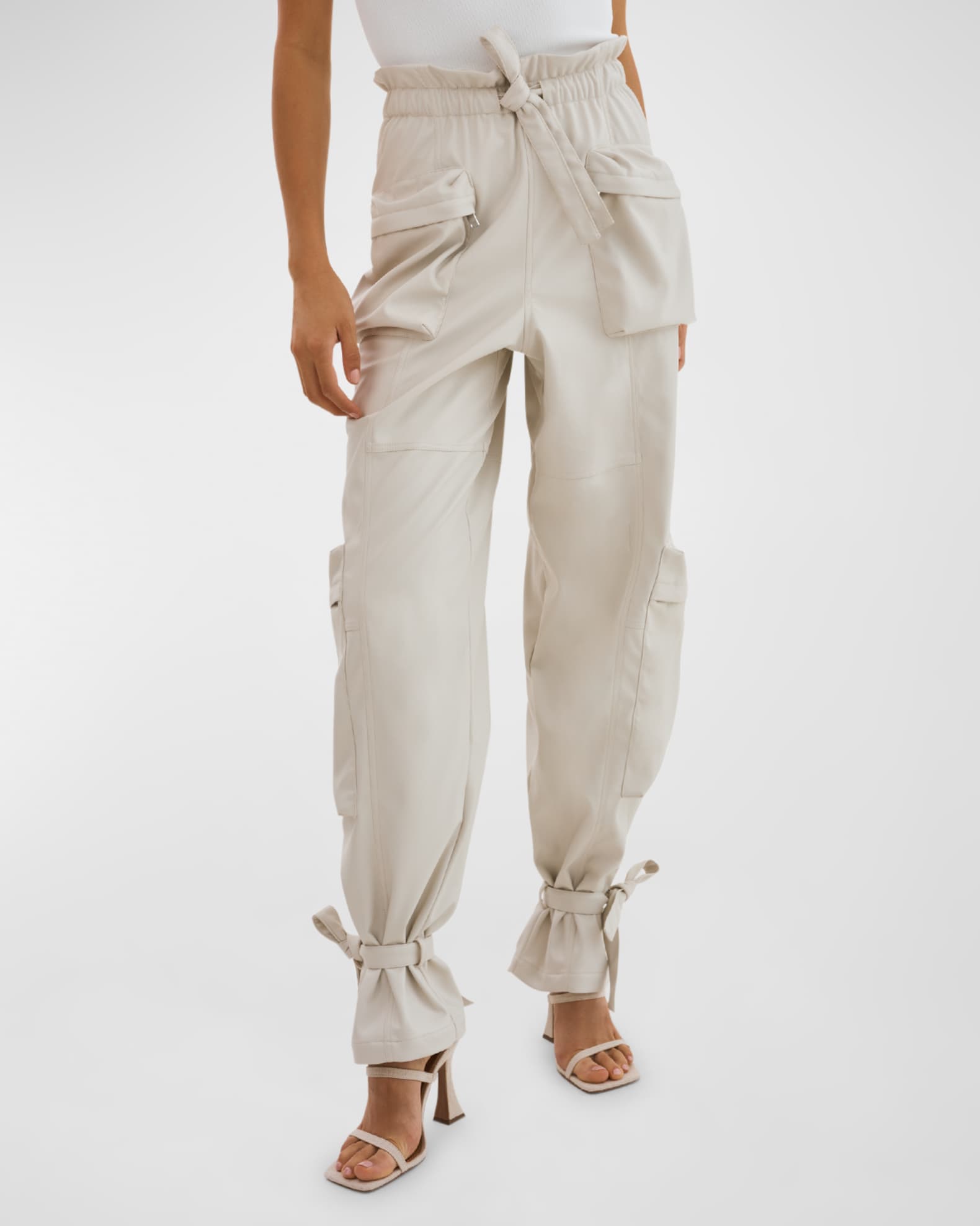 Braxton Faux-Leather Tie-Waist Pull-On Pants 0