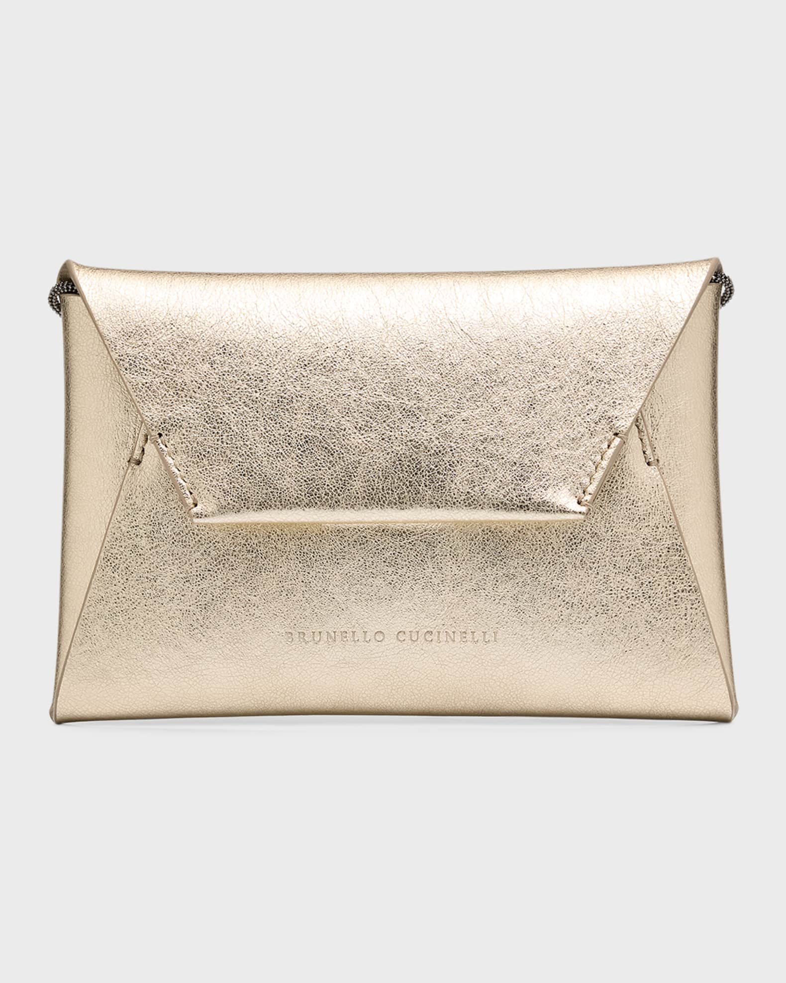 Envelope Flap Metallic Leather Clutch Bag 0