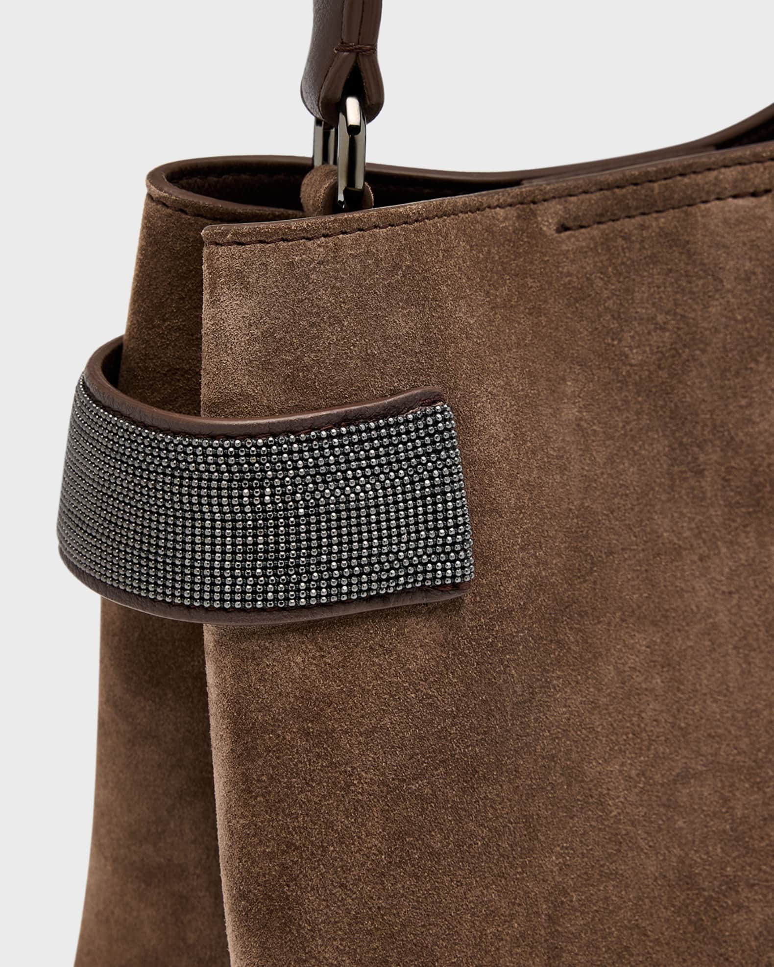 Brunello Cucinelli Essence Mini Monili Velour Top-Handle Bag