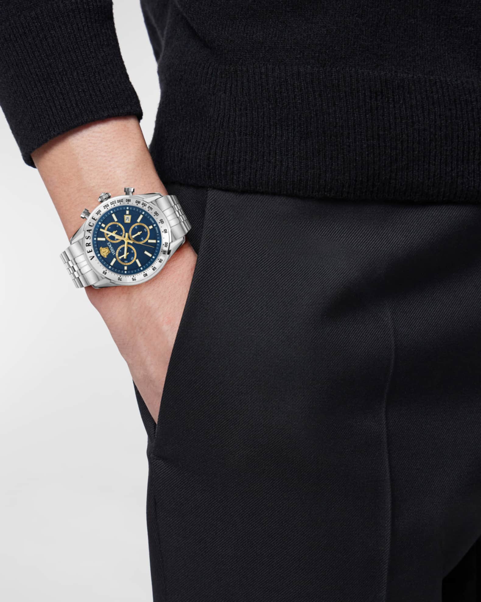 Versace Chrono Master Stainless Steel Bracelet Watch, 44mm