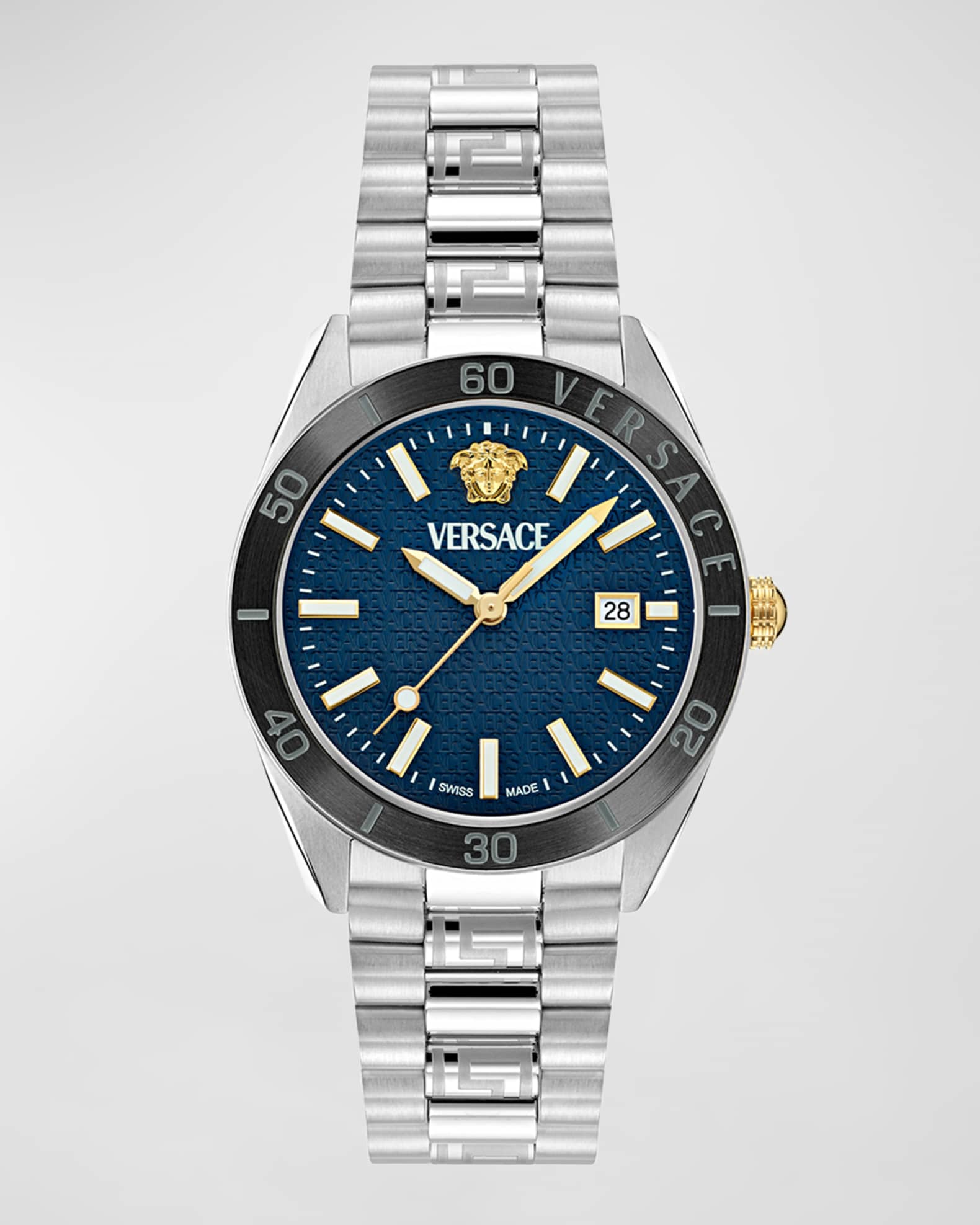 Men s V Dome Stainless Steel Bracelet Watch 42mm
