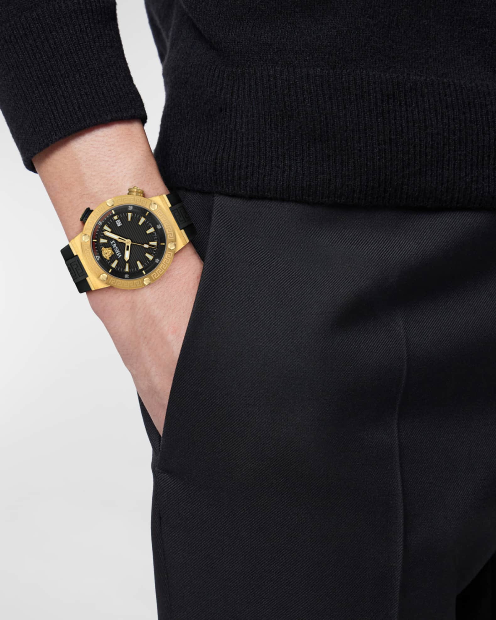 Versace black and gold watch on sale