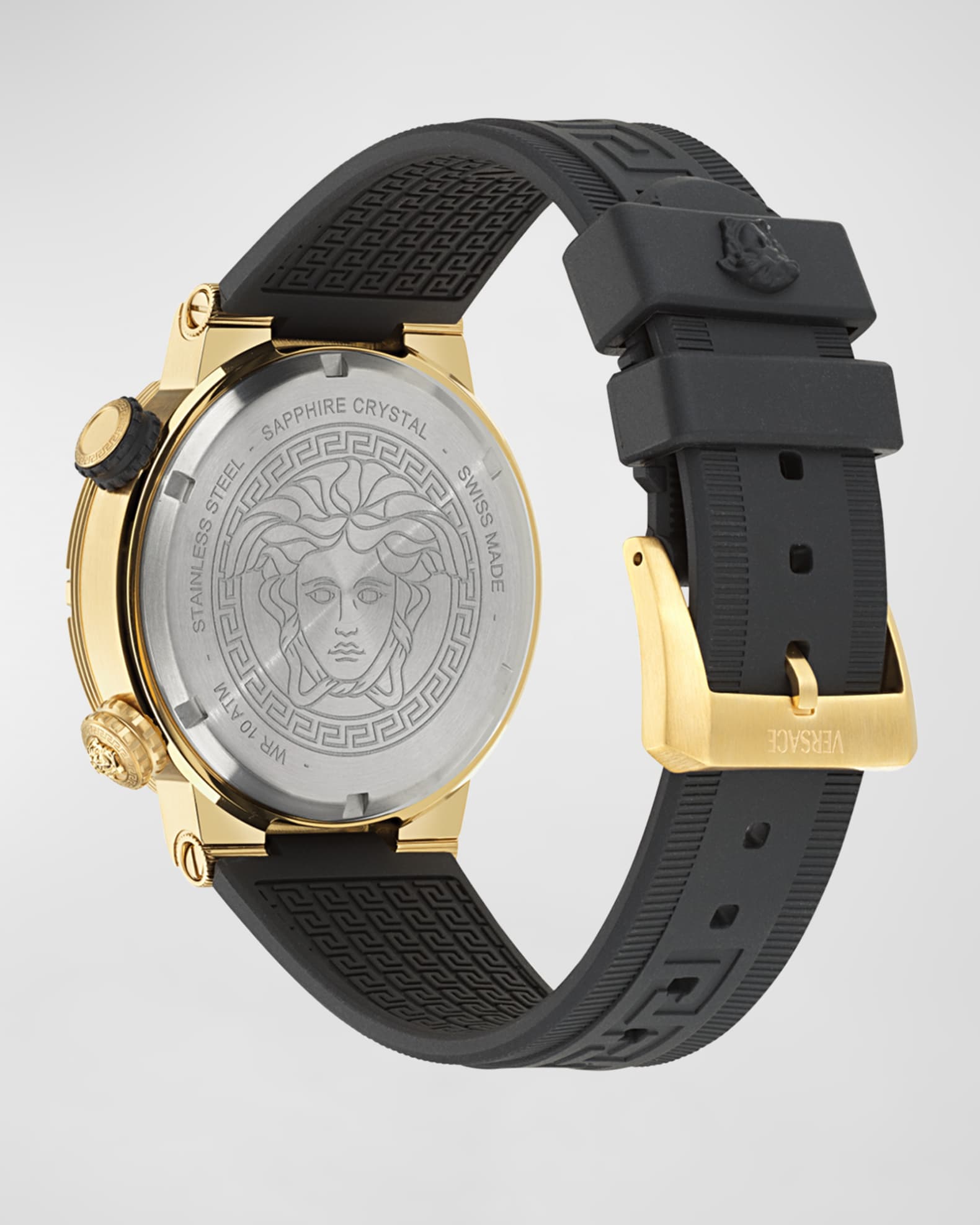 Versace Men s Greca Logo IP Yellow Gold Polyurethane Strap Watch 43mm Neiman Marcus