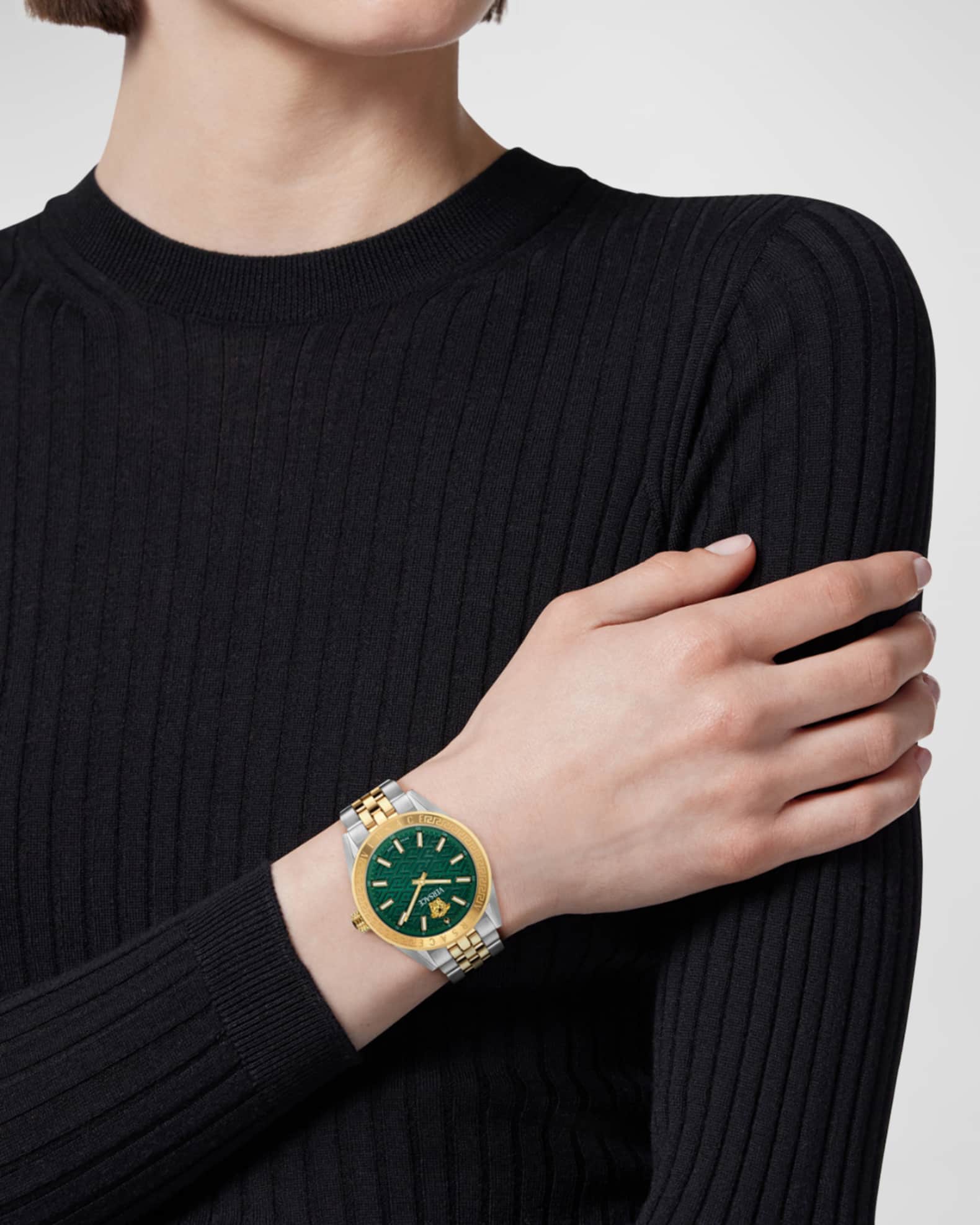 Versace V-Code Greca Two-Tone Bracelet Watch, 36mm | Neiman