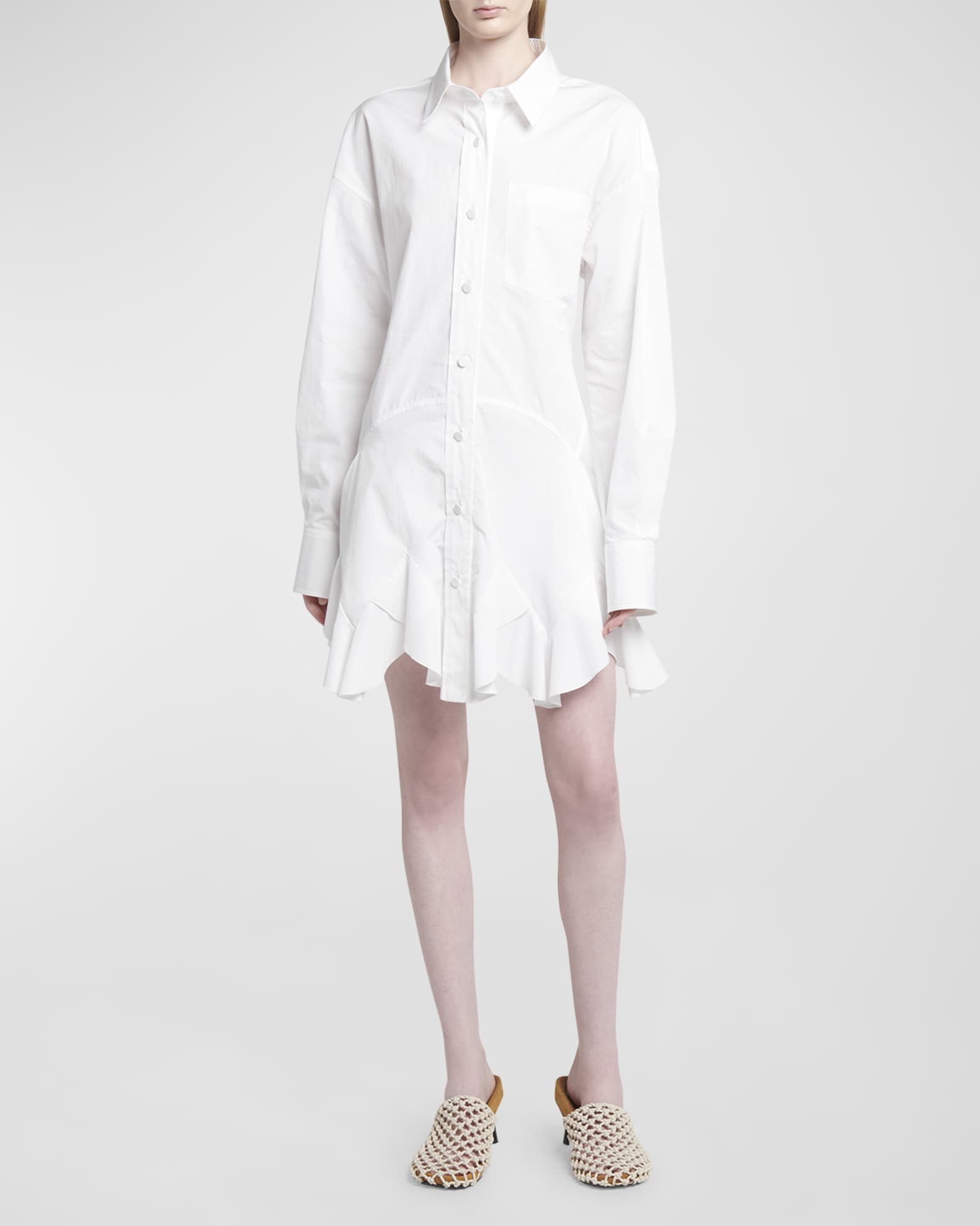 Stella McCartney Ruffled Button Front Shirtdress Neiman Marcus