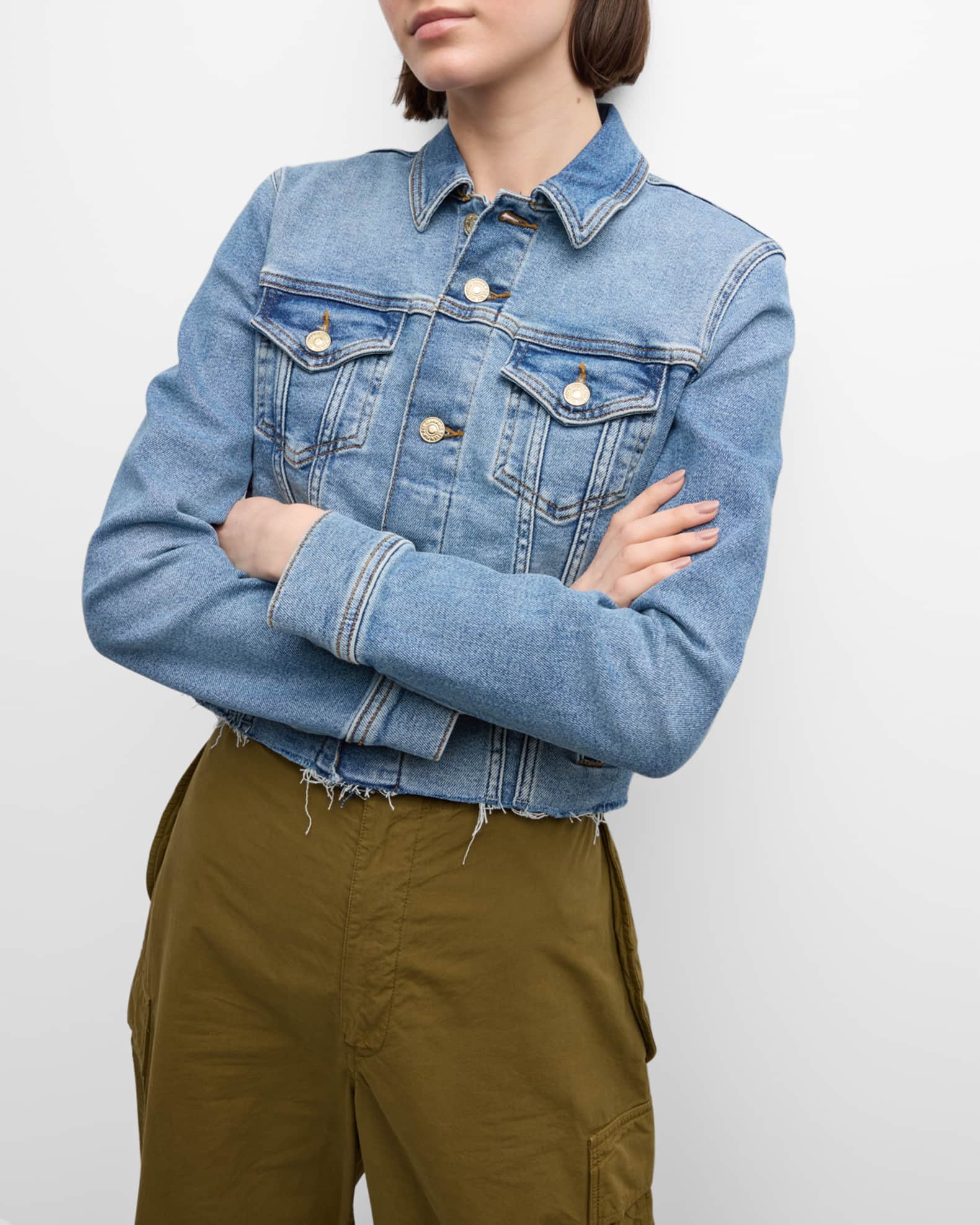 7 For All Mankind Cropped Trucker Jean Jacket - Icy Indigo
