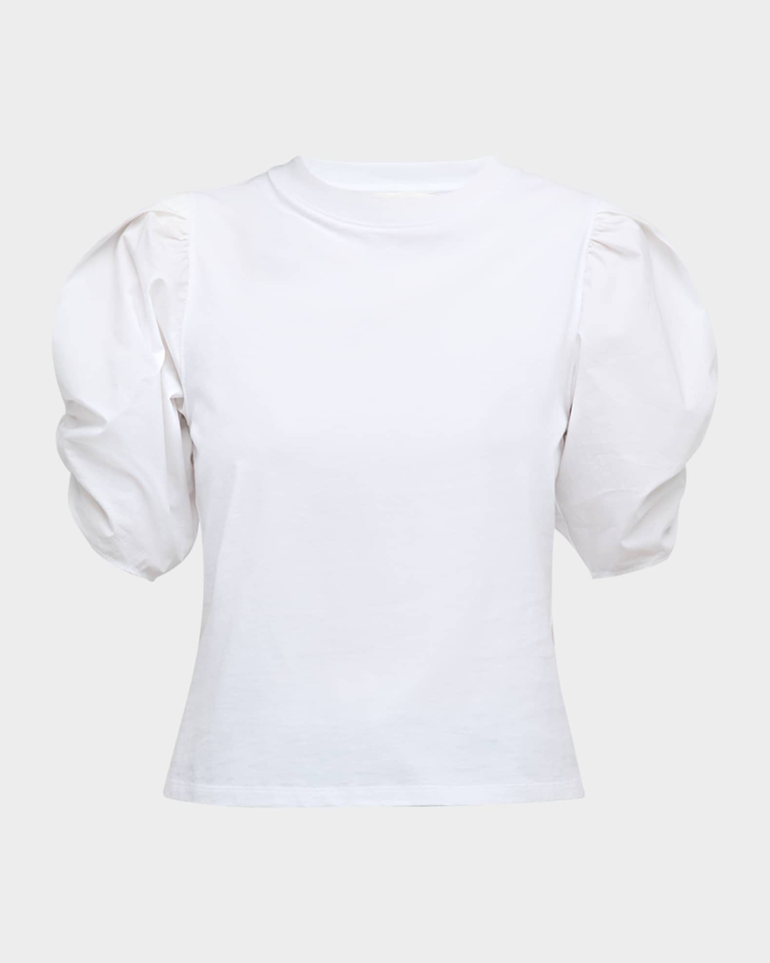 FRAME Pleated Puff-Sleeve Tee