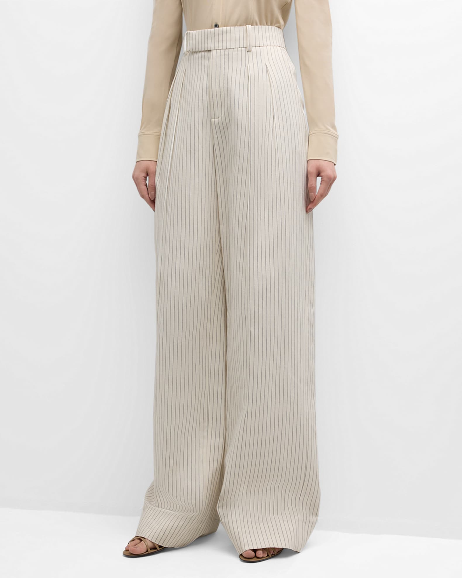 Y#39;s pleated cotton trousers - Neutrals