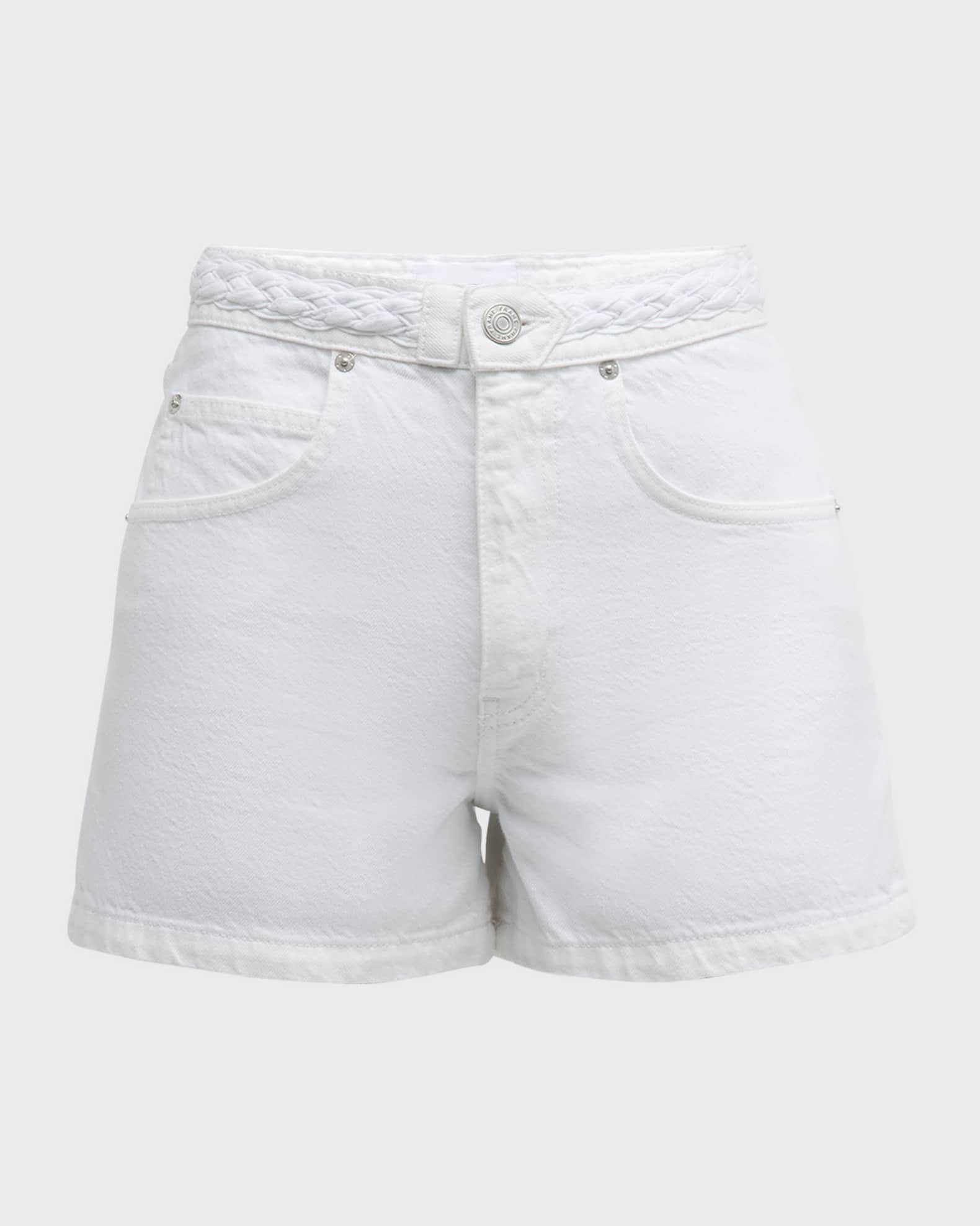 Braided Waistband Denim Shorts 0
