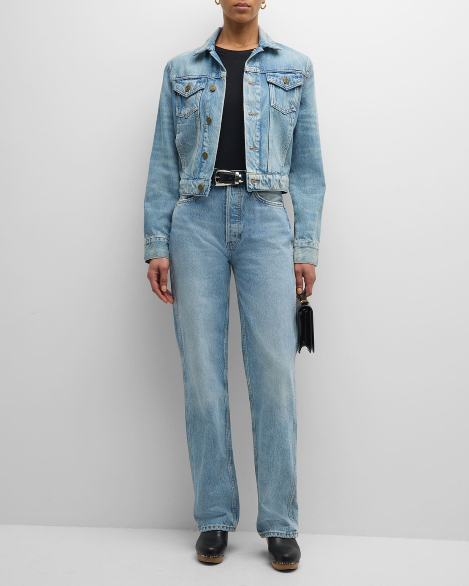 Shrunken jean jacket on sale