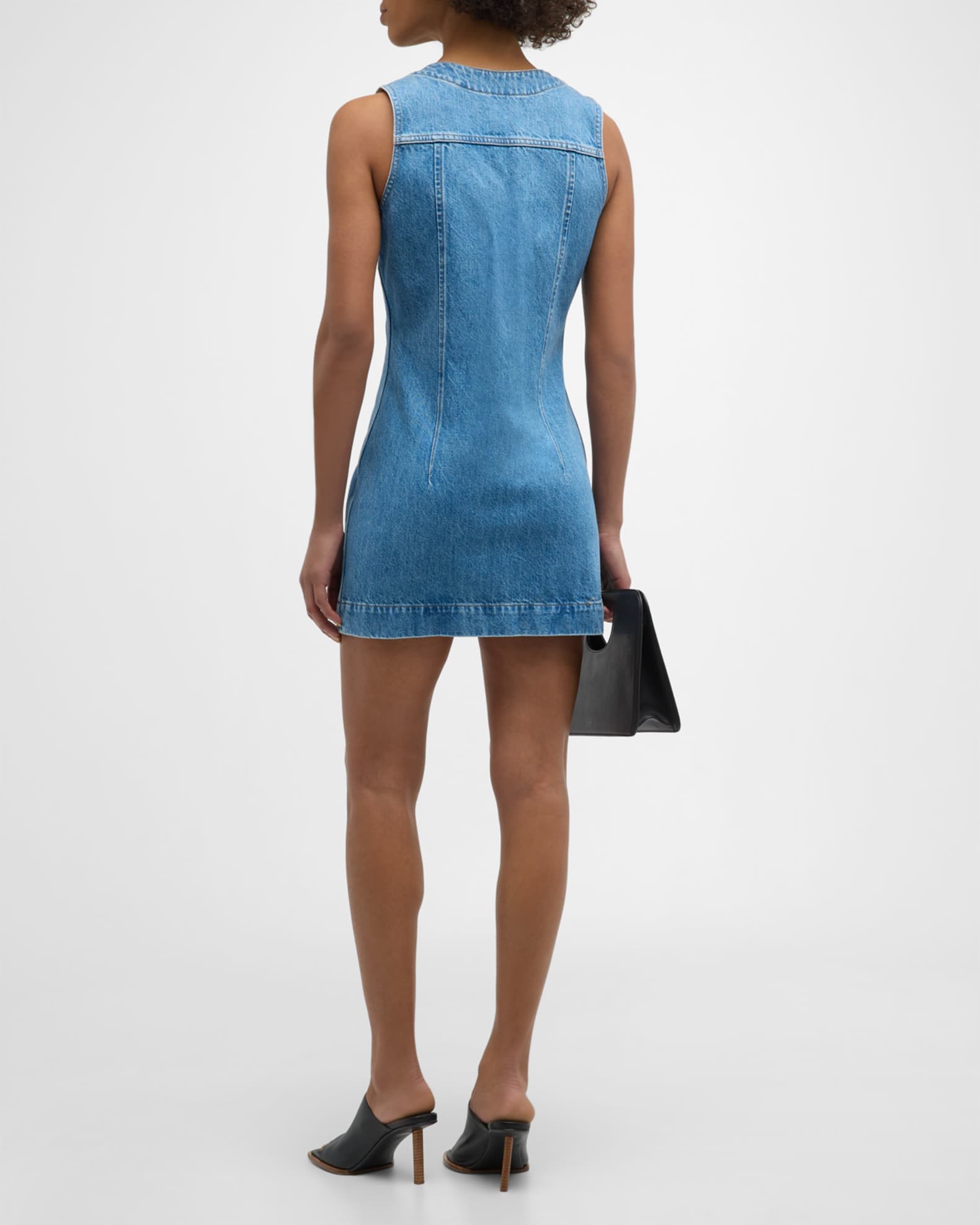 FRAME Sleeveless Denim Pocket Mini Dress | Neiman Marcus