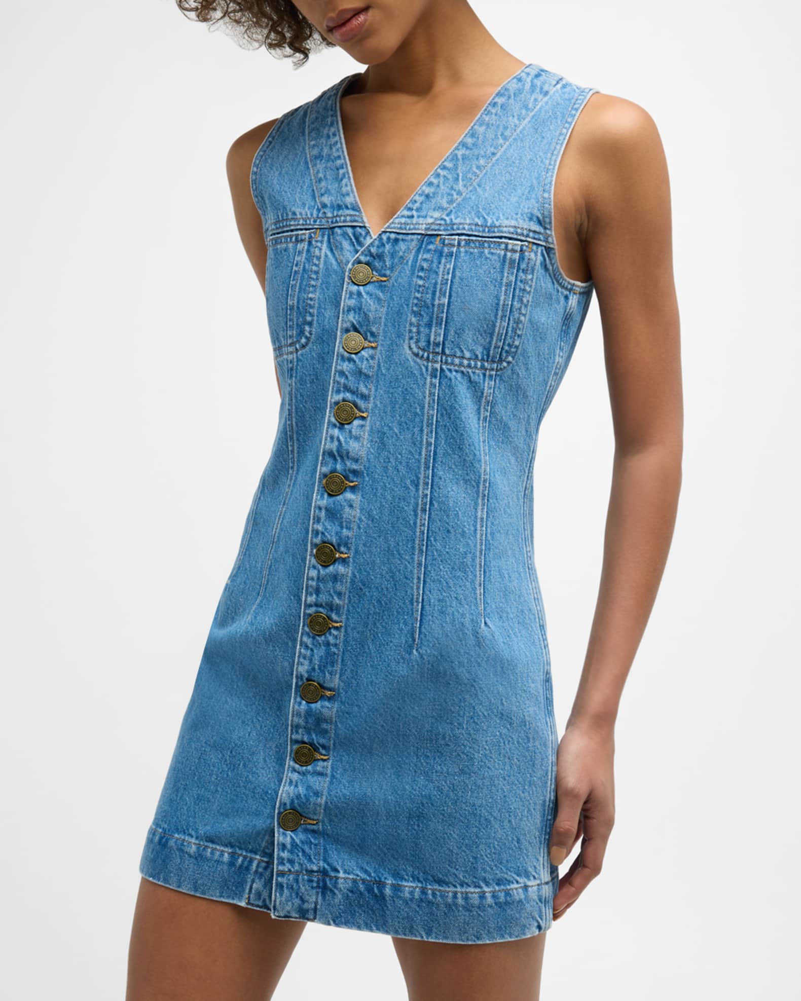 FUNCTIONAL SEAMING DENIM MINI DRESS
