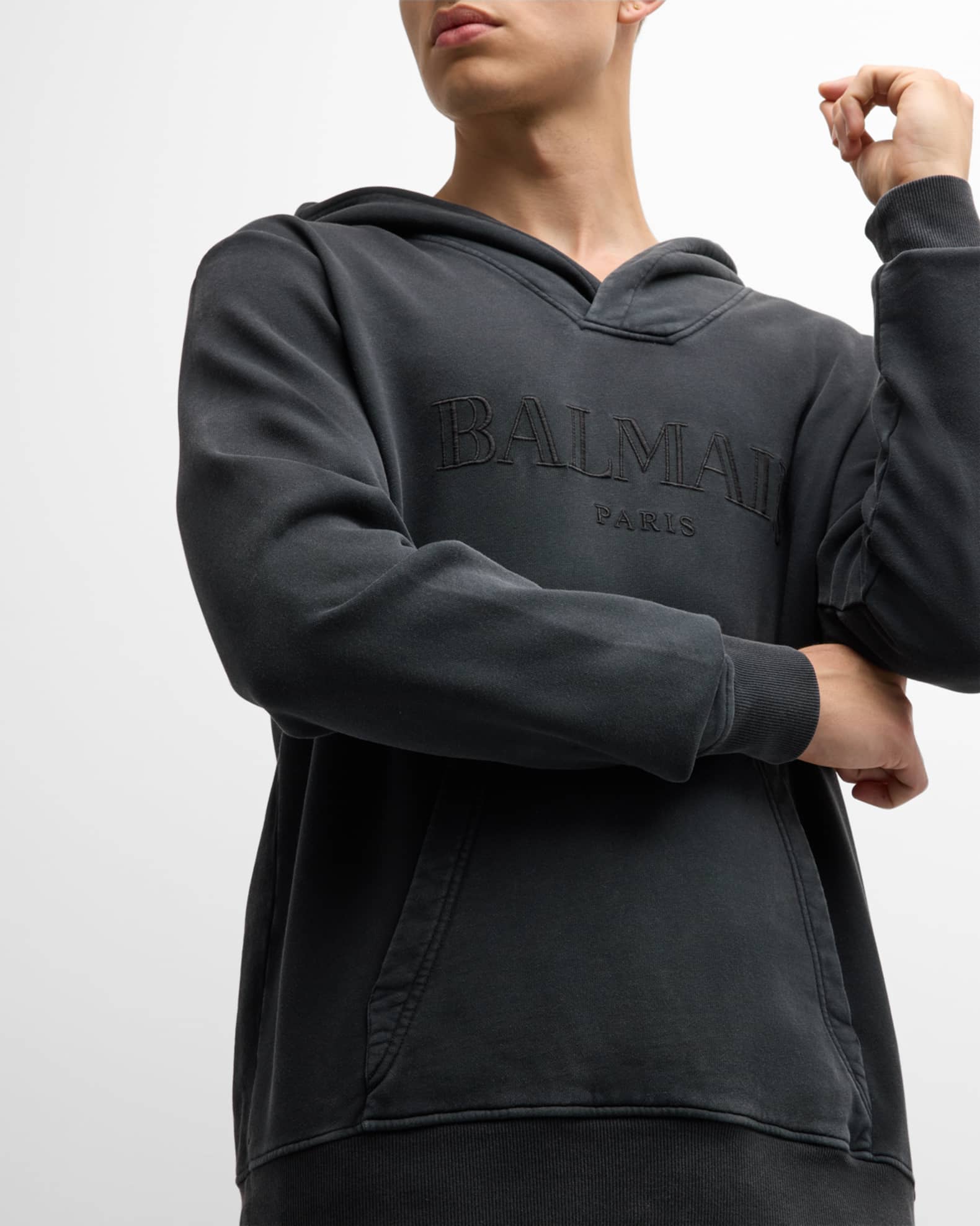 Balmain Men's Vintage Embroidered Hoodie | Neiman Marcus