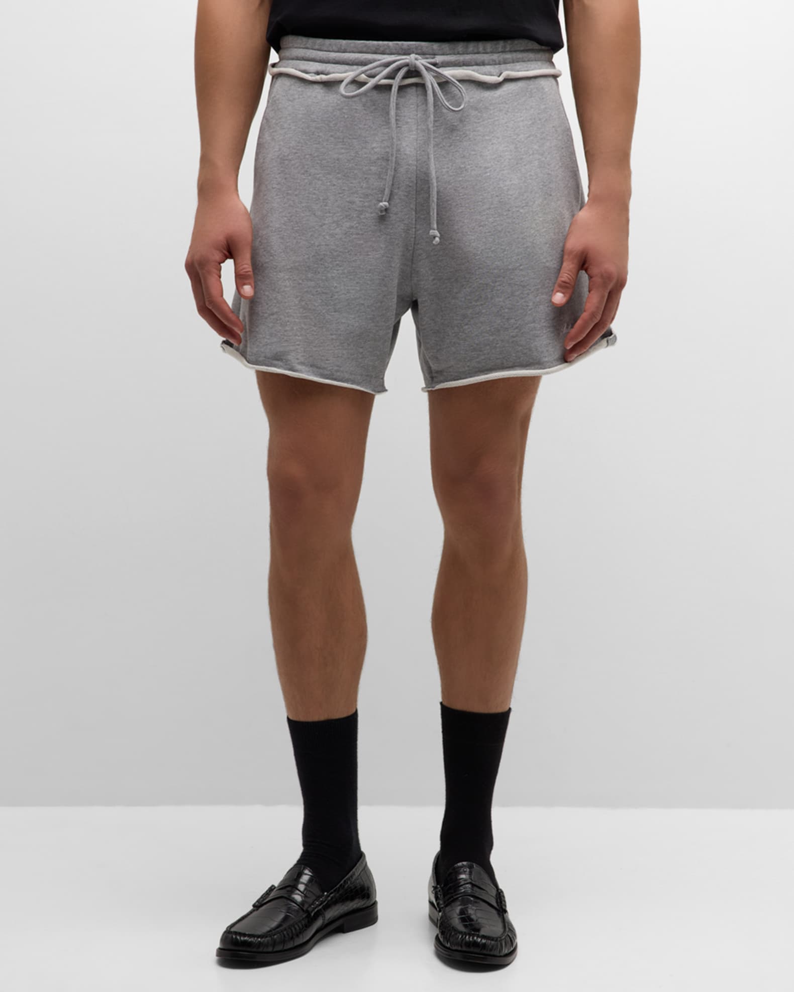 Balmain Men s Jersey Raw Edge Sweat Shorts Neiman Marcus