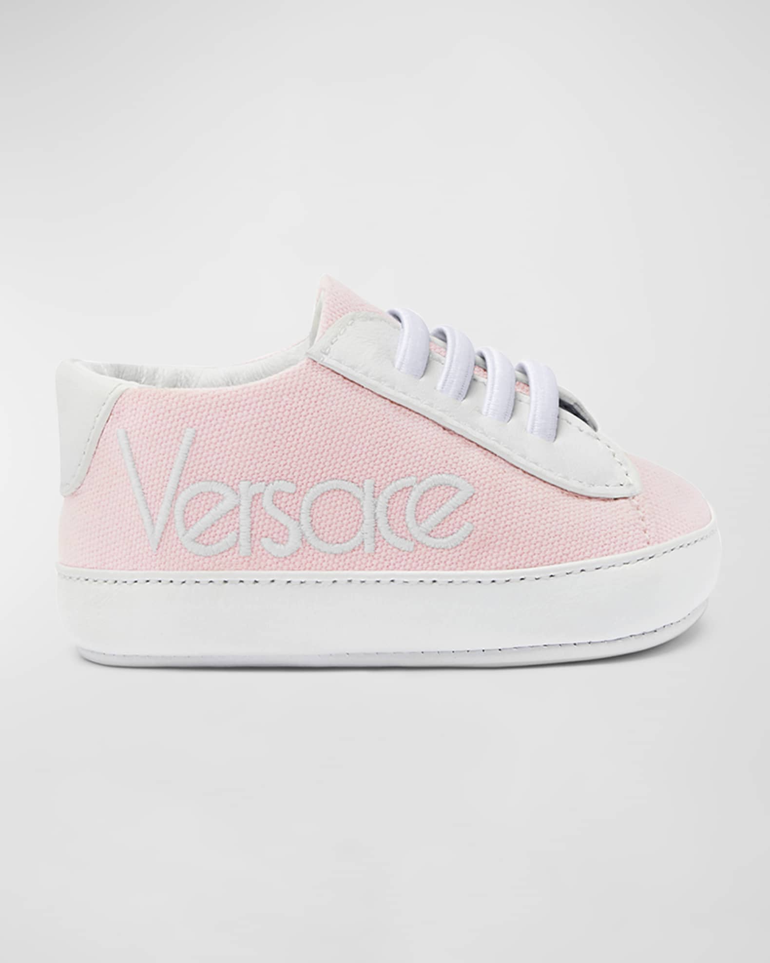 Versace Girl's Lamb Leather Prewalker Sneakers, Newborn-12M