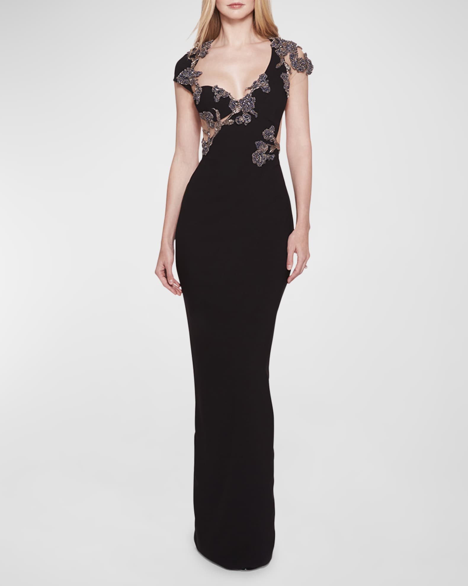 Embellished Straight Neck Column Gown 16543 main image 1