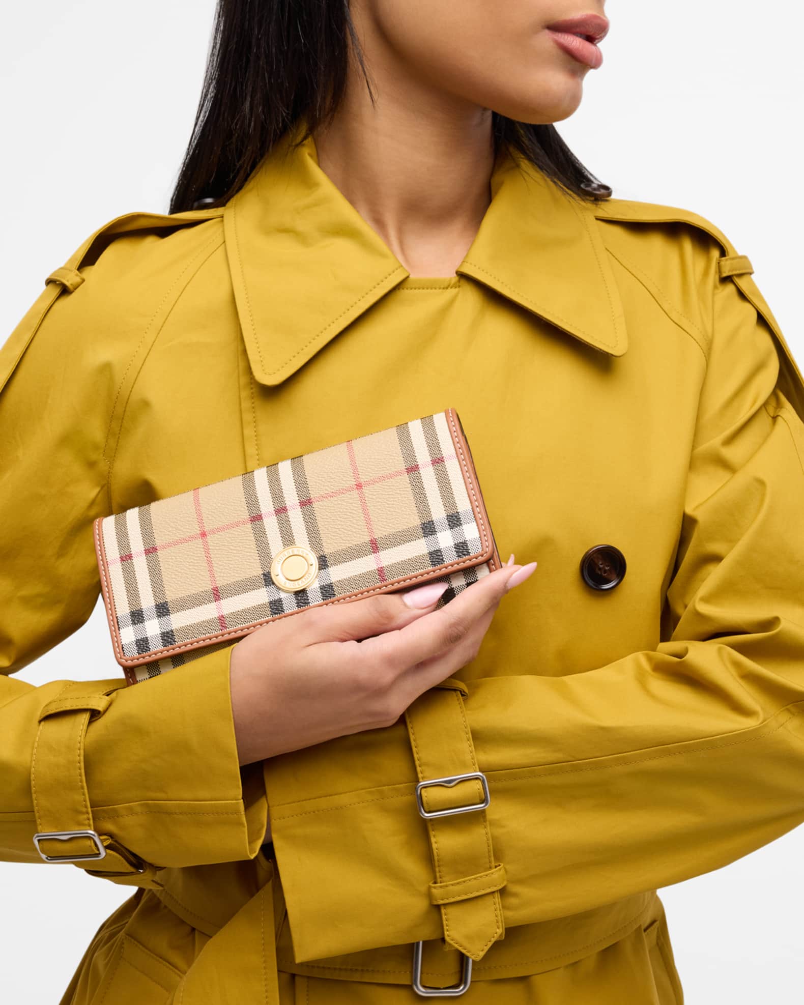 Burberry Halton Check Leather Flap Wallet Neiman Marcus