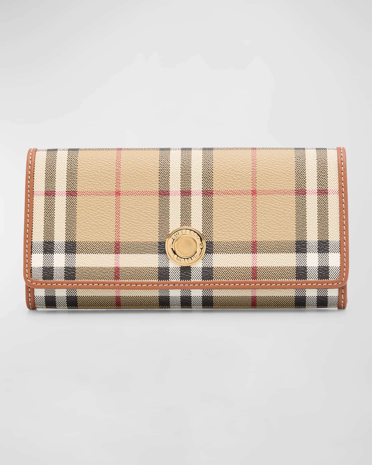 Burberry Halton Check Leather Flap Wallet Neiman Marcus