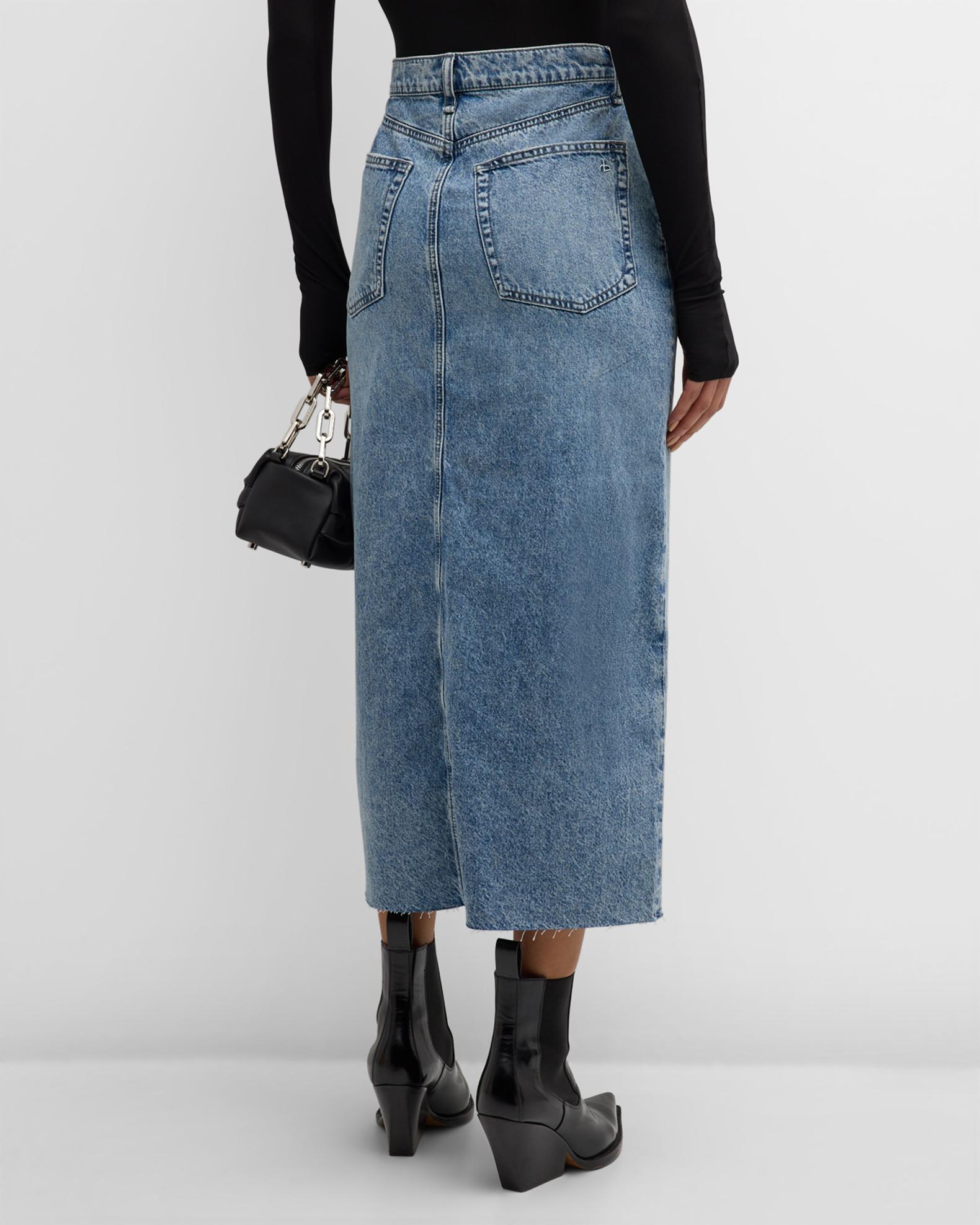 Rag & Bone Clara Denim Midi Skirt | Neiman Marcus