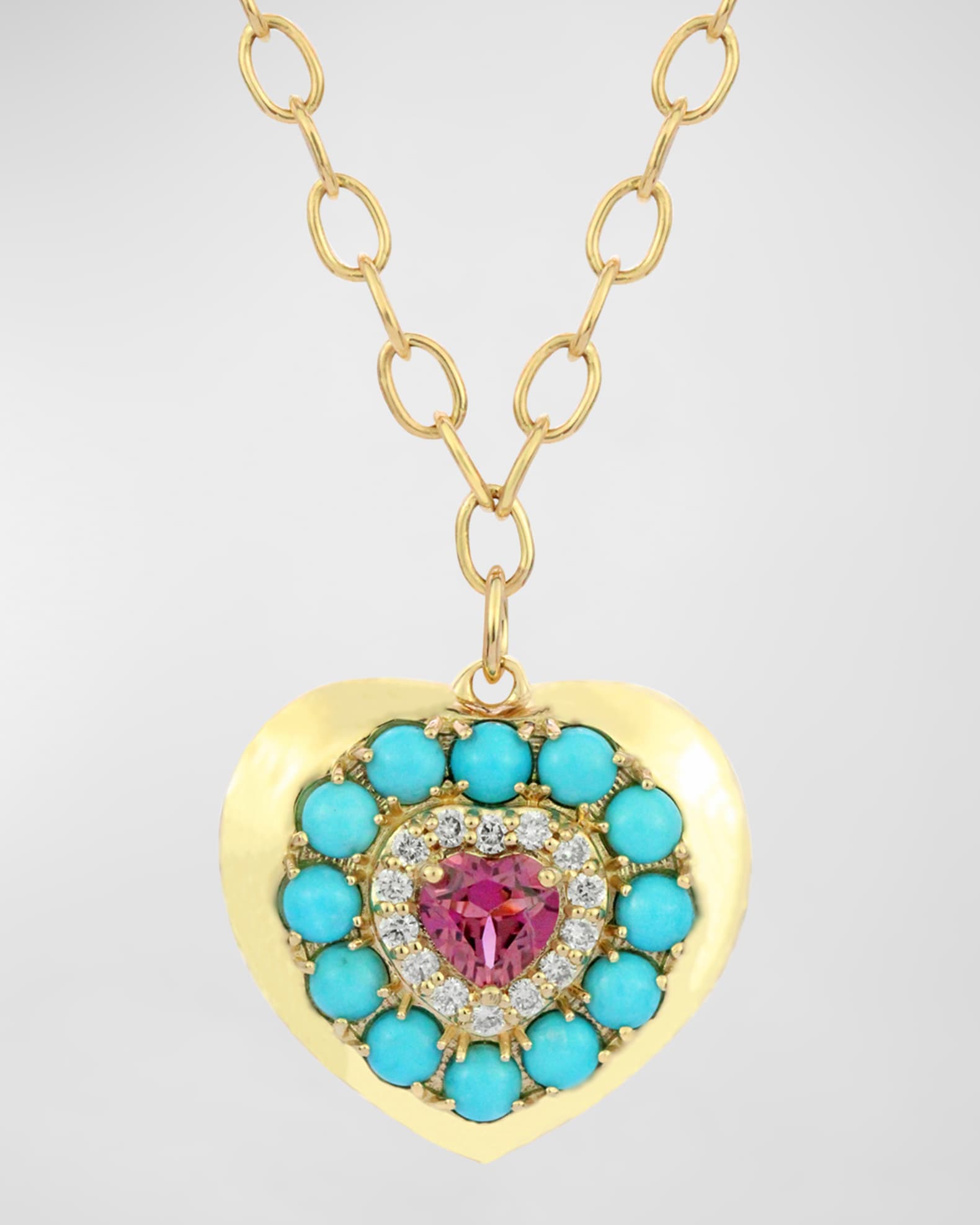 14K Yellow Gold Rhodolite Garnet Heart Lover Pendant Necklace 1
