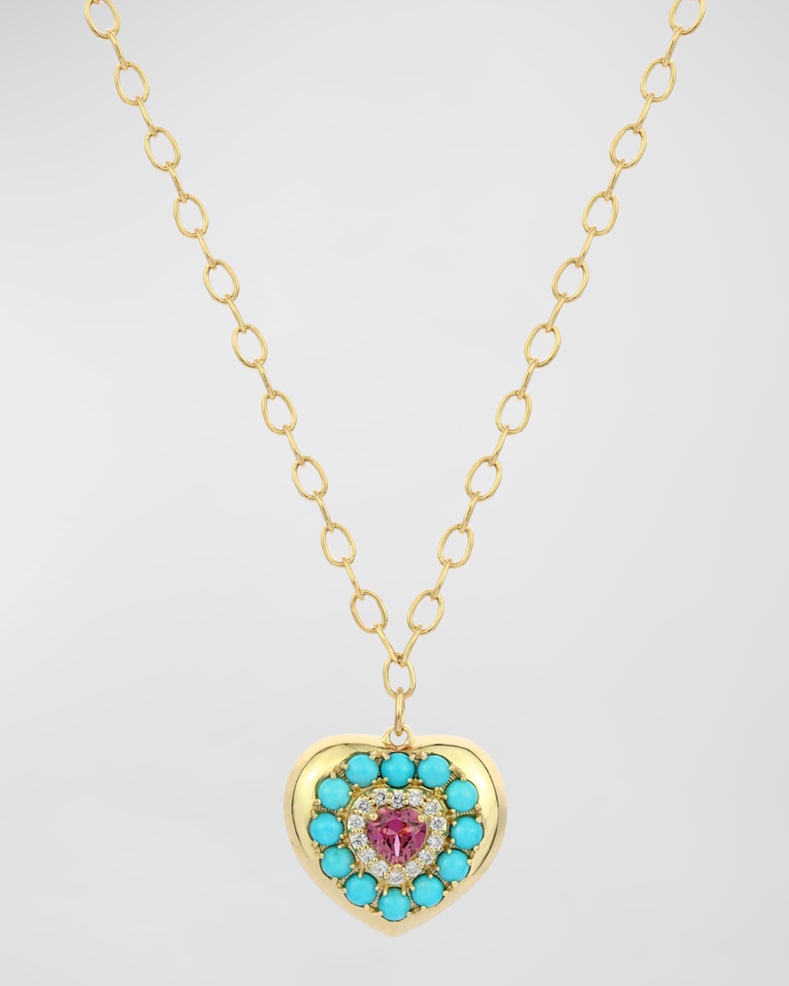 14K Yellow Gold Rhodolite Garnet Heart Lover Pendant Necklace 0