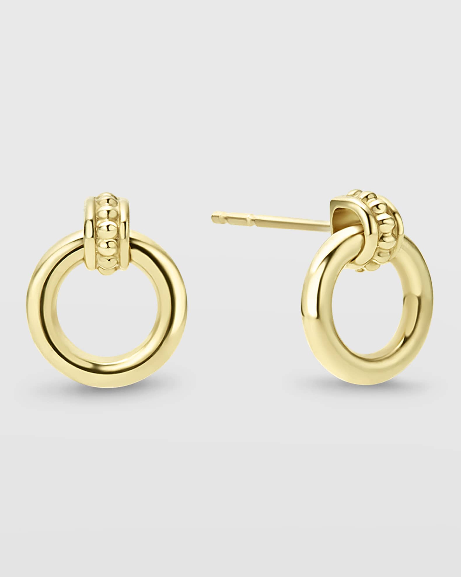 LAGOS 18K Caviar Gold 10mm Circle Drop Earrings