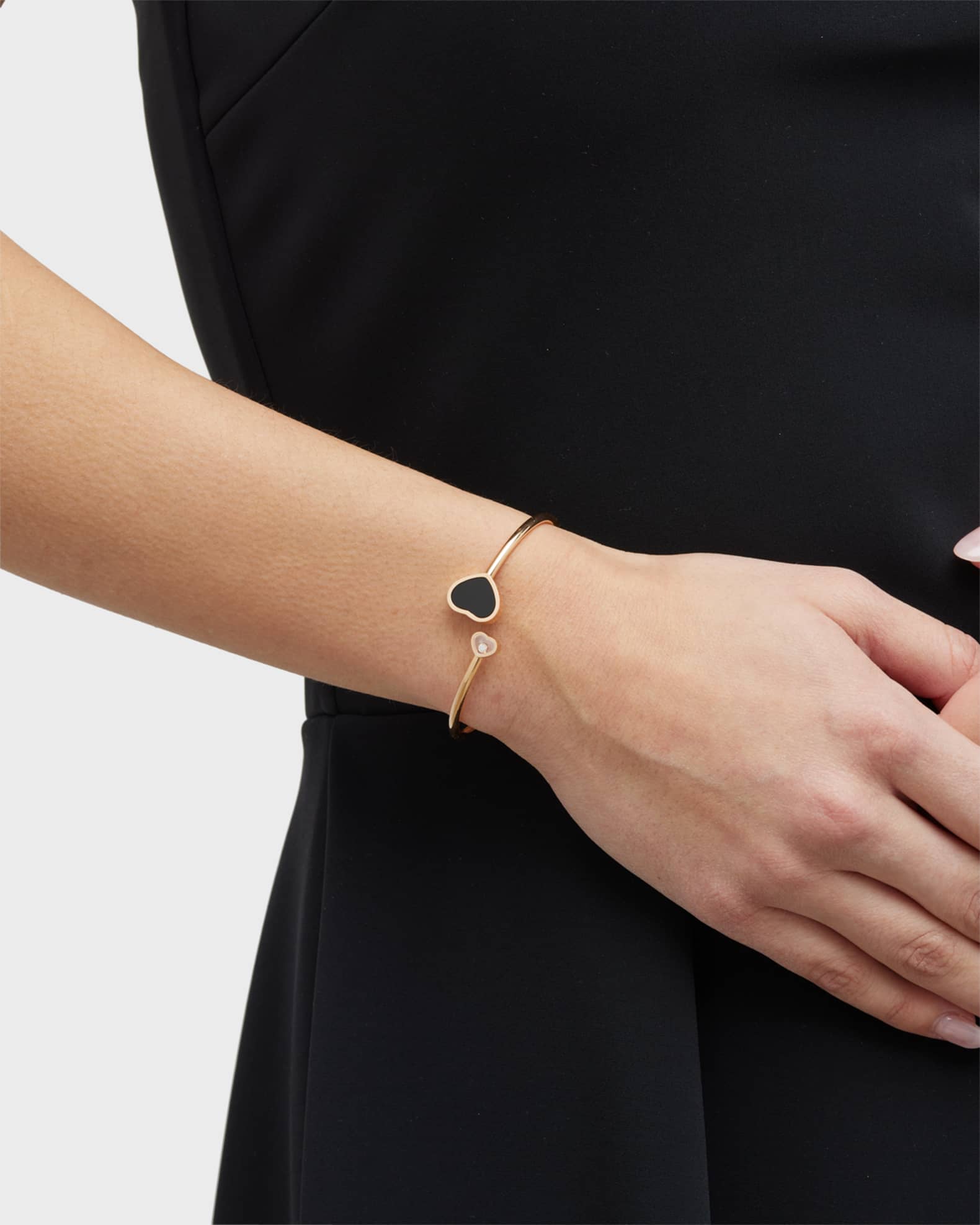 Happy Hearts 18K Rose Gold Onyx Bangle 1
