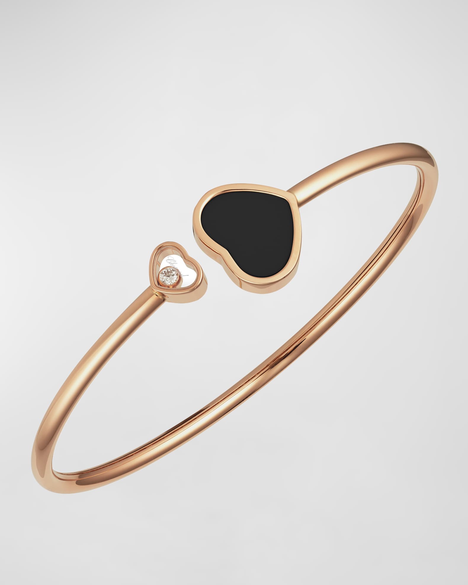 Happy Hearts 18K Rose Gold Onyx Bangle 0