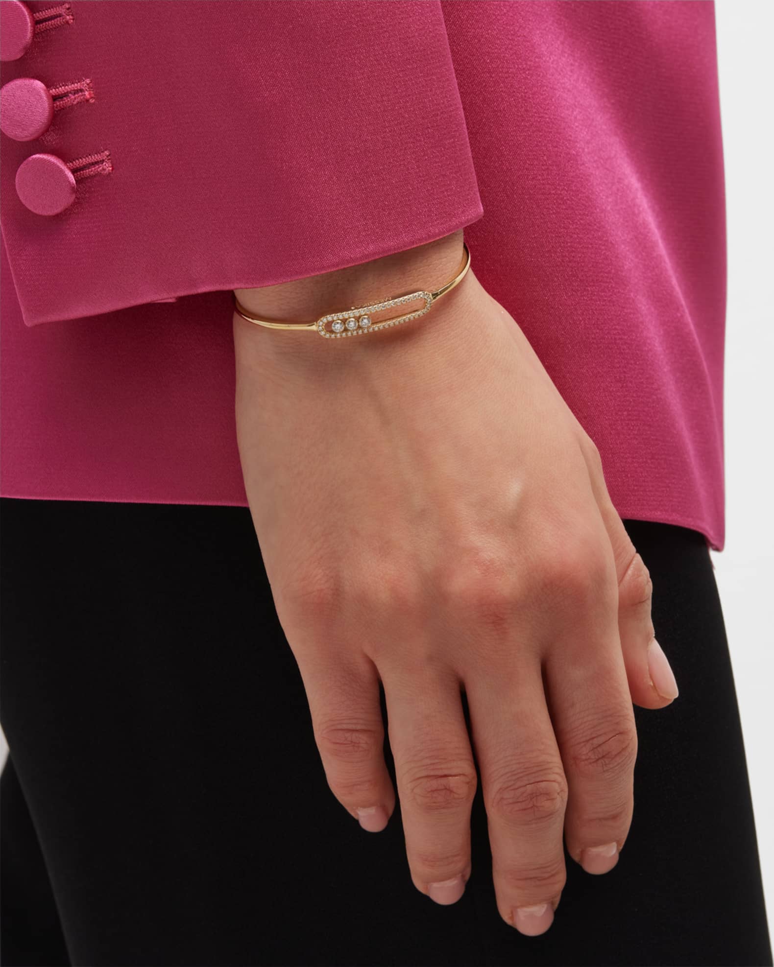 MOVE PAVE 18K YELLOW GOLD THIN DIAMOND BRACELET 1