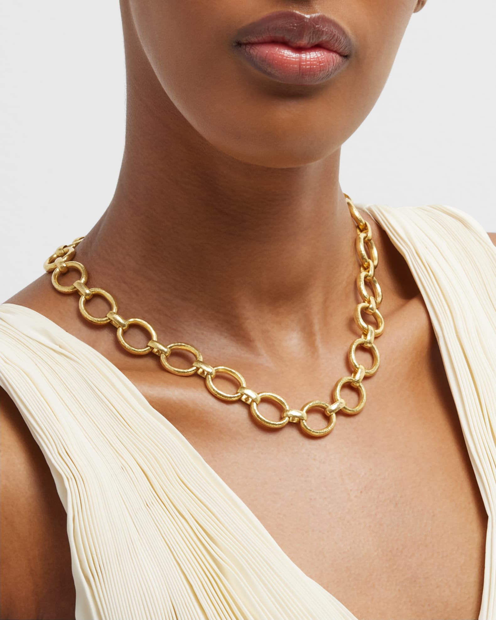19K Yellow Gold Smooth Link Necklace, 17"L 1