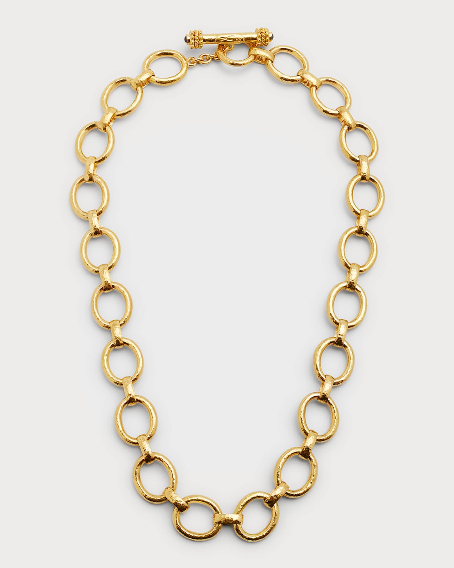 19K Yellow Gold Smooth Link Necklace, 17"L 0