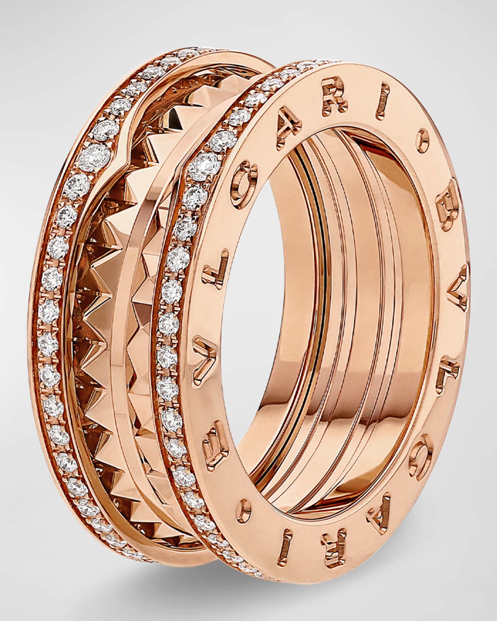 B.Zero1 Rock Studded Diamond Pave Ring in 18K Rose Gold 0
