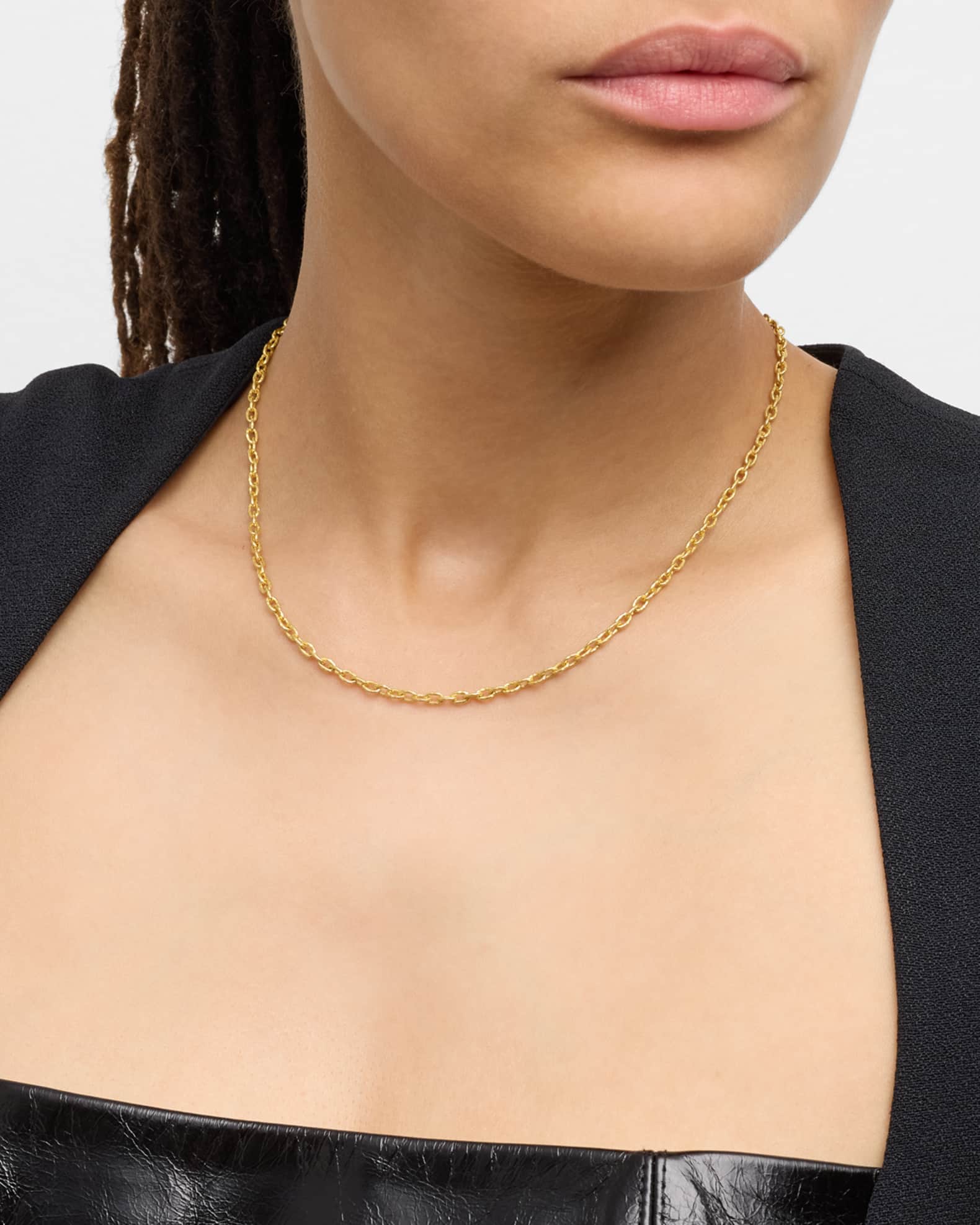 19k Fine Gold Link Necklace, 17"L 1