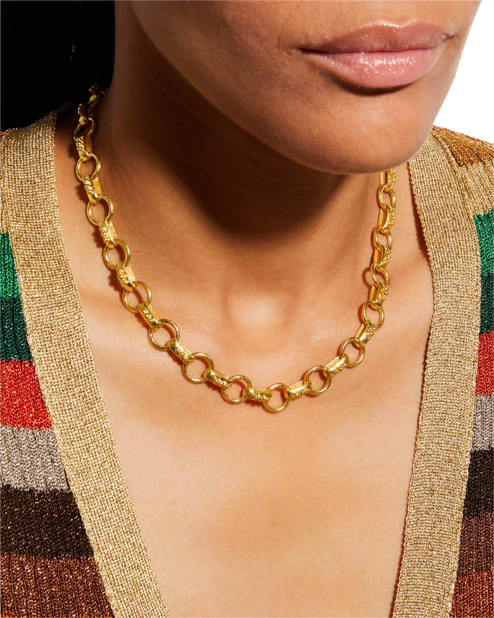 Torcello Link Necklace with Gold Toggle, 17"L 1