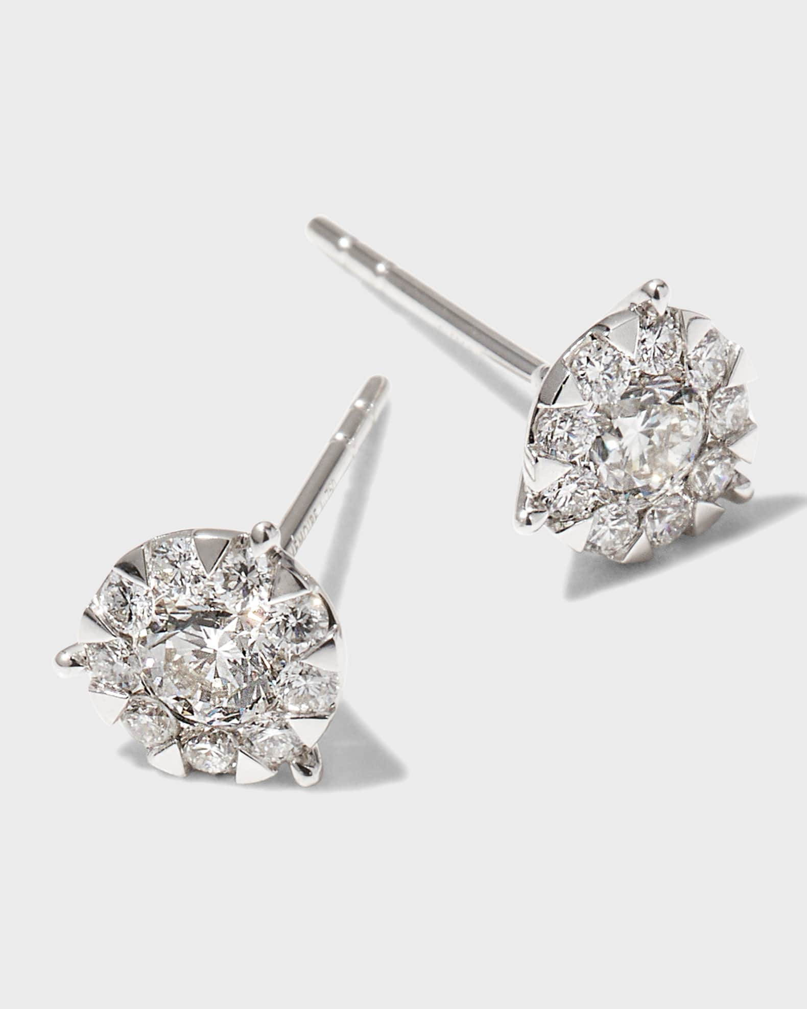 Memoire White Gold Bouquet 3-Prong Diamond Stud Earrings