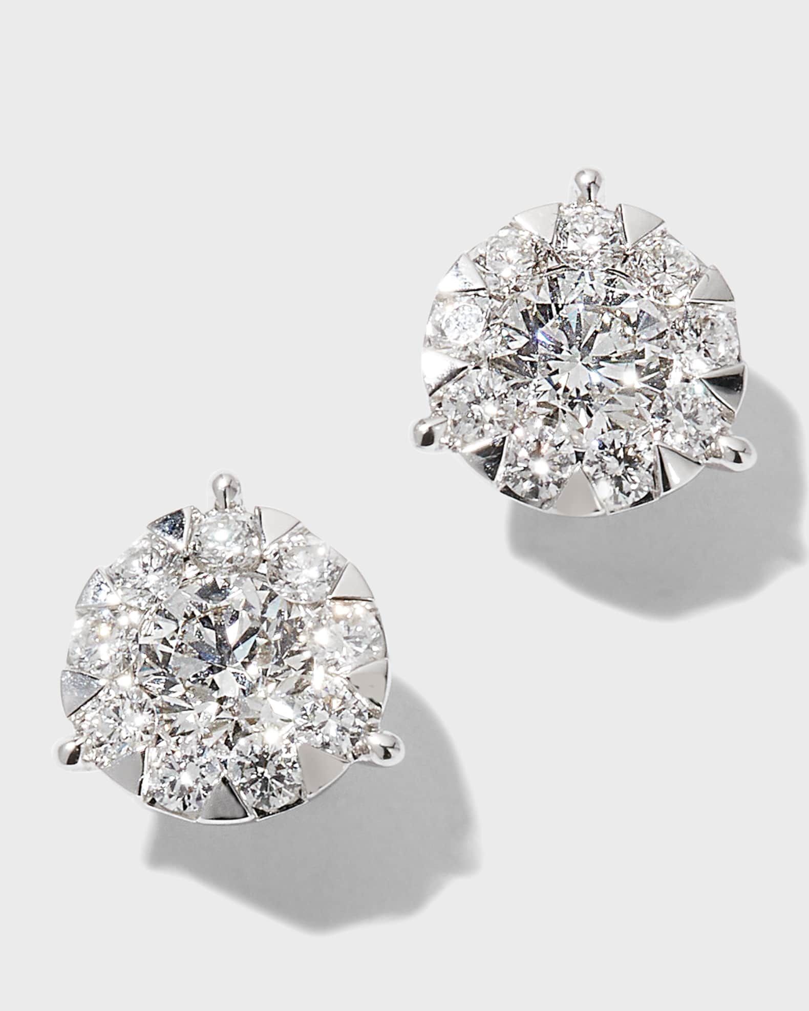 White Gold Bouquet 3-Prong Diamond Stud Earrings, 0.69-0.77tcw 0