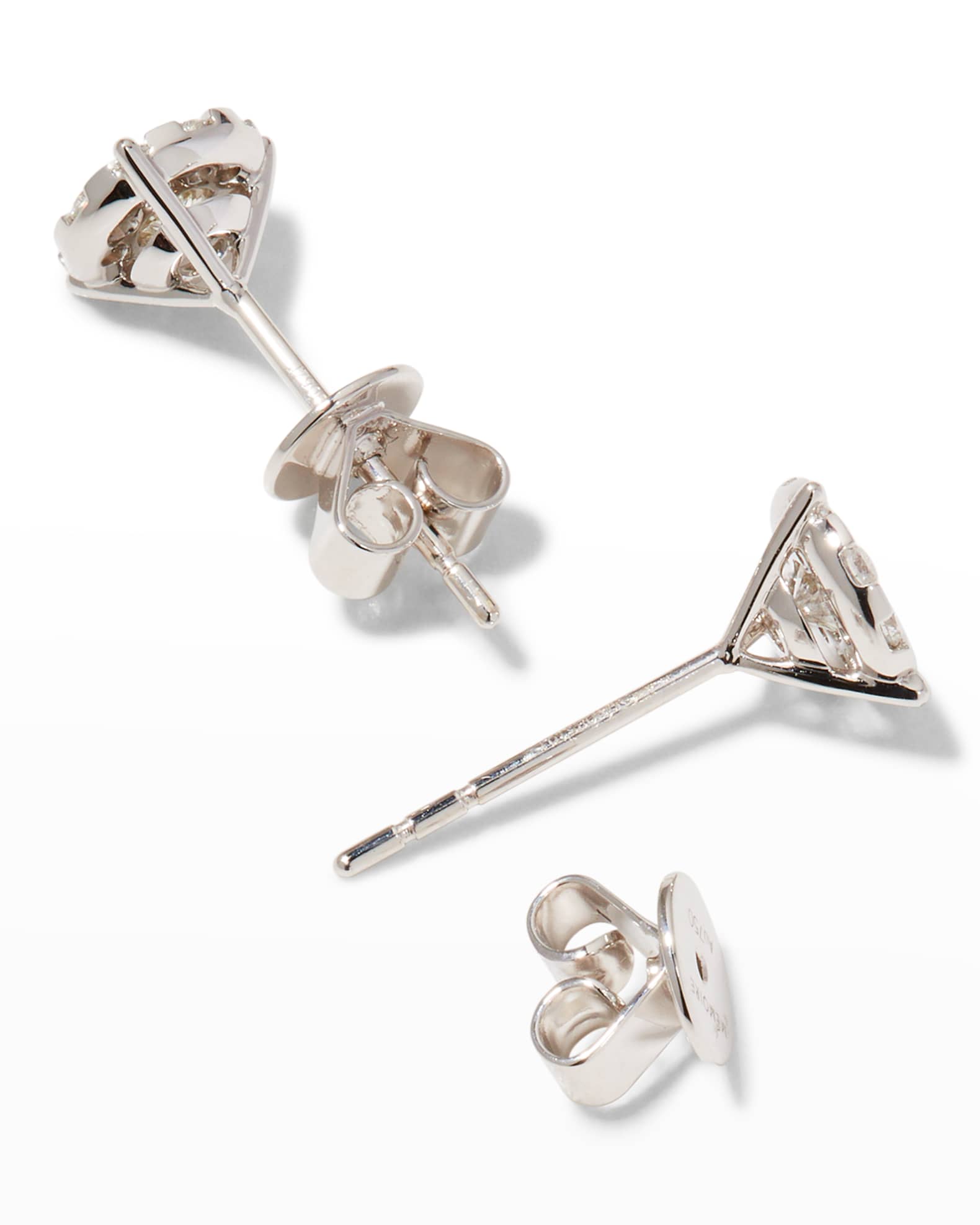 PreciousMemories　シュヴィ　サイン Memoire White Gold Bouquet 3-Prong Diamond Stud Earrings