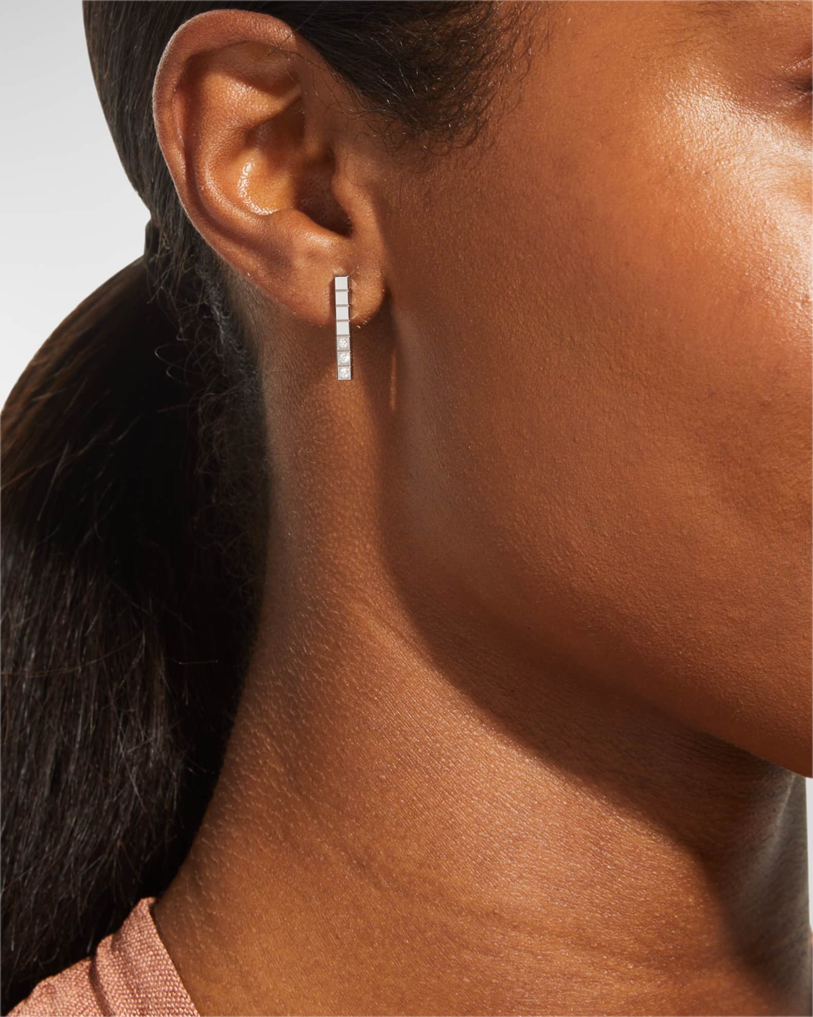Chopard Ice Cube 18K White Gold Diamond Bar Stud Earrings Neiman Marcus