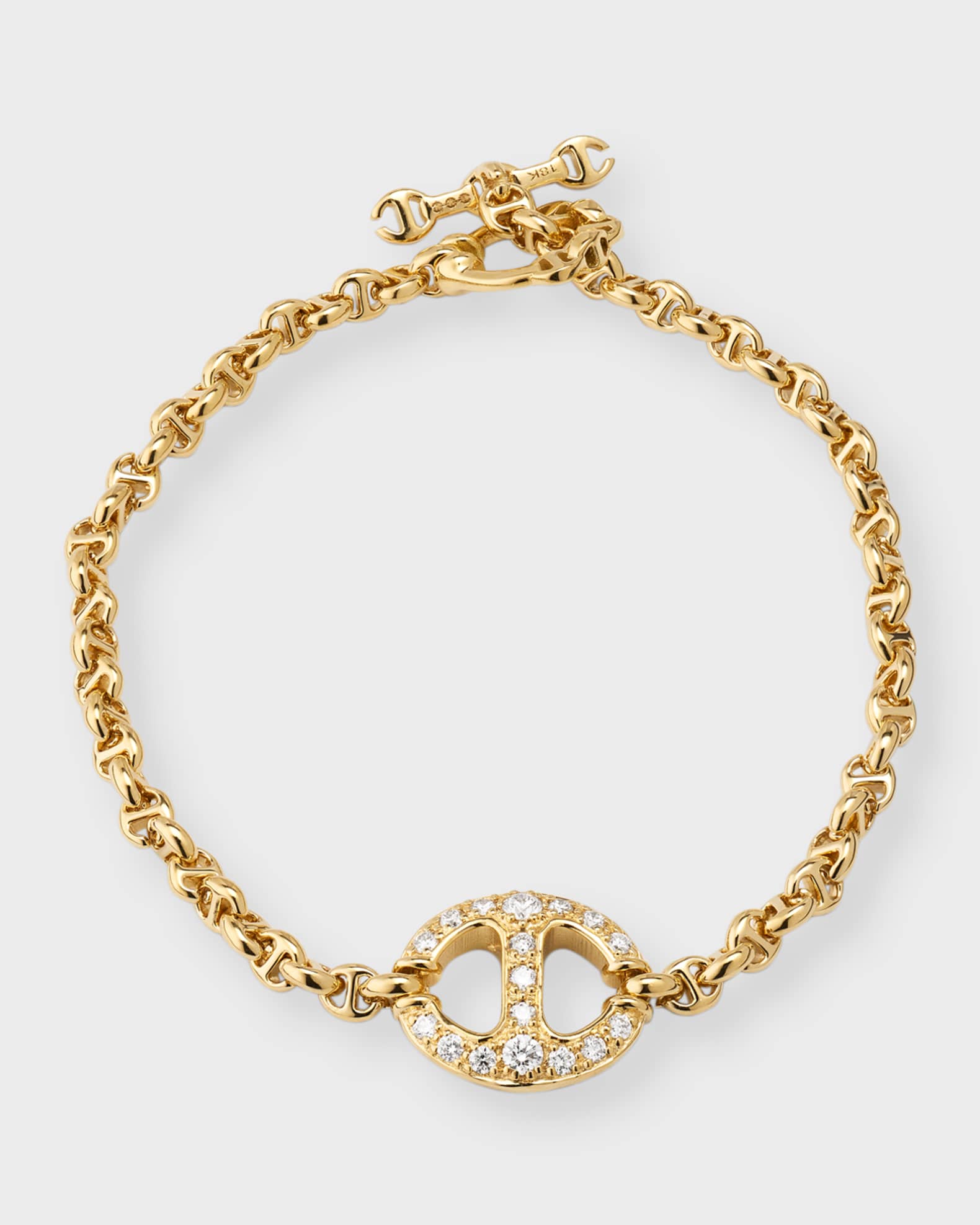18K Yellow Gold Micro Chain Bracelet with Diamonds 0