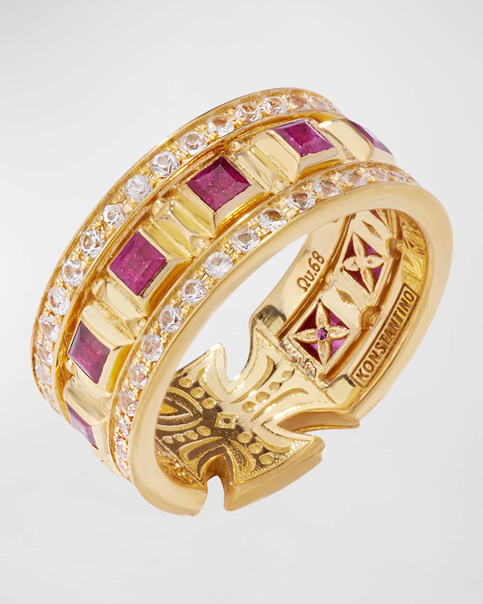 Ruby and White Sapphire Ring, Size 7 1