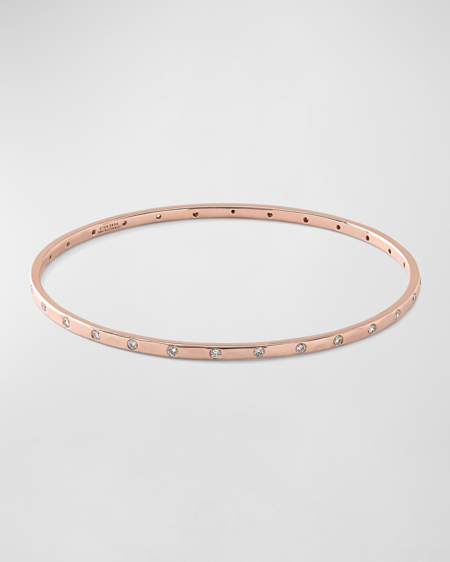 18K Rose Gold Diamond Ellipse Bangle 0