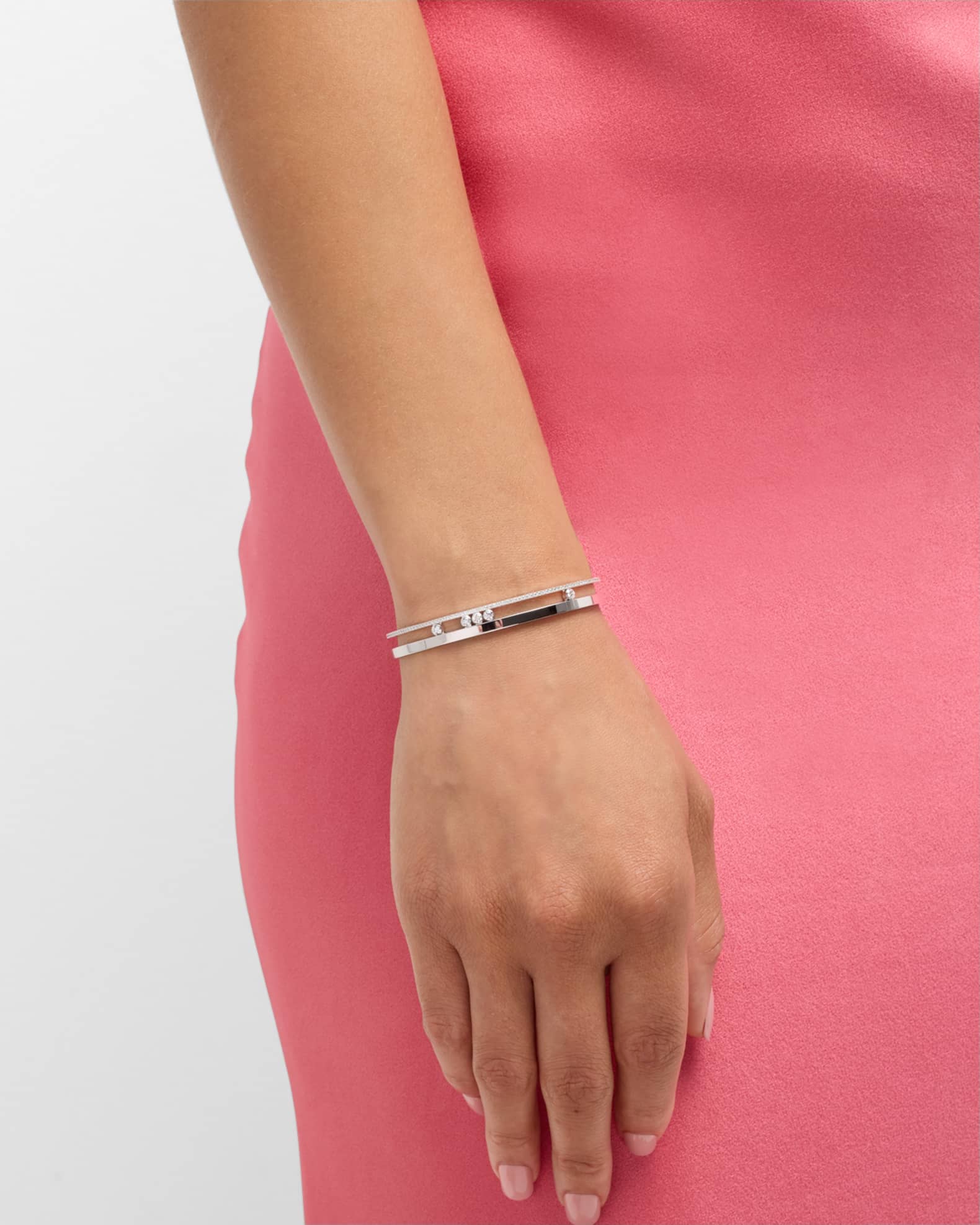 MOVE ROMANE 18K WHITE GOLD 5-DIAMOND & PAVE BANGLE 1