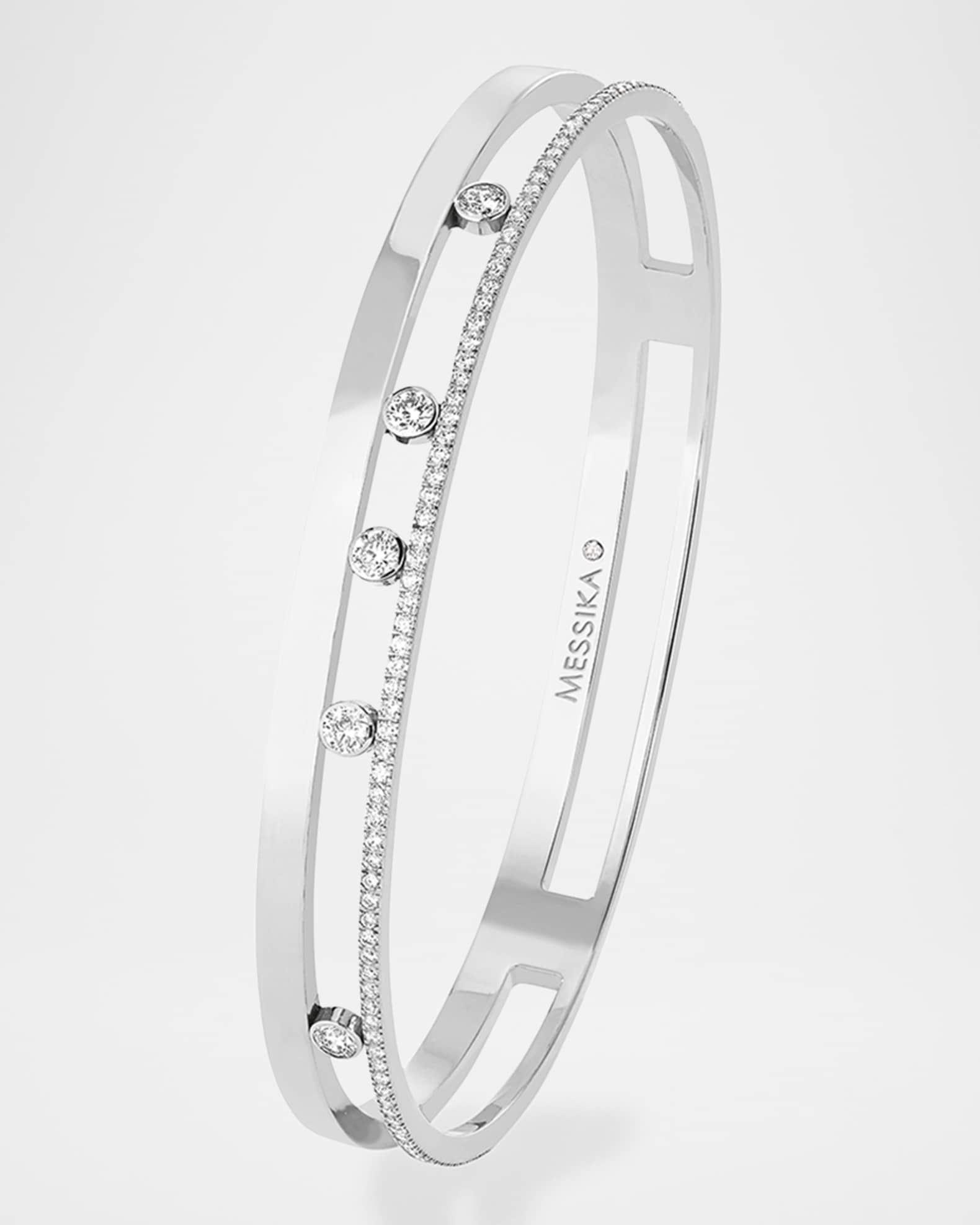 MOVE ROMANE 18K WHITE GOLD 5-DIAMOND & PAVE BANGLE 0