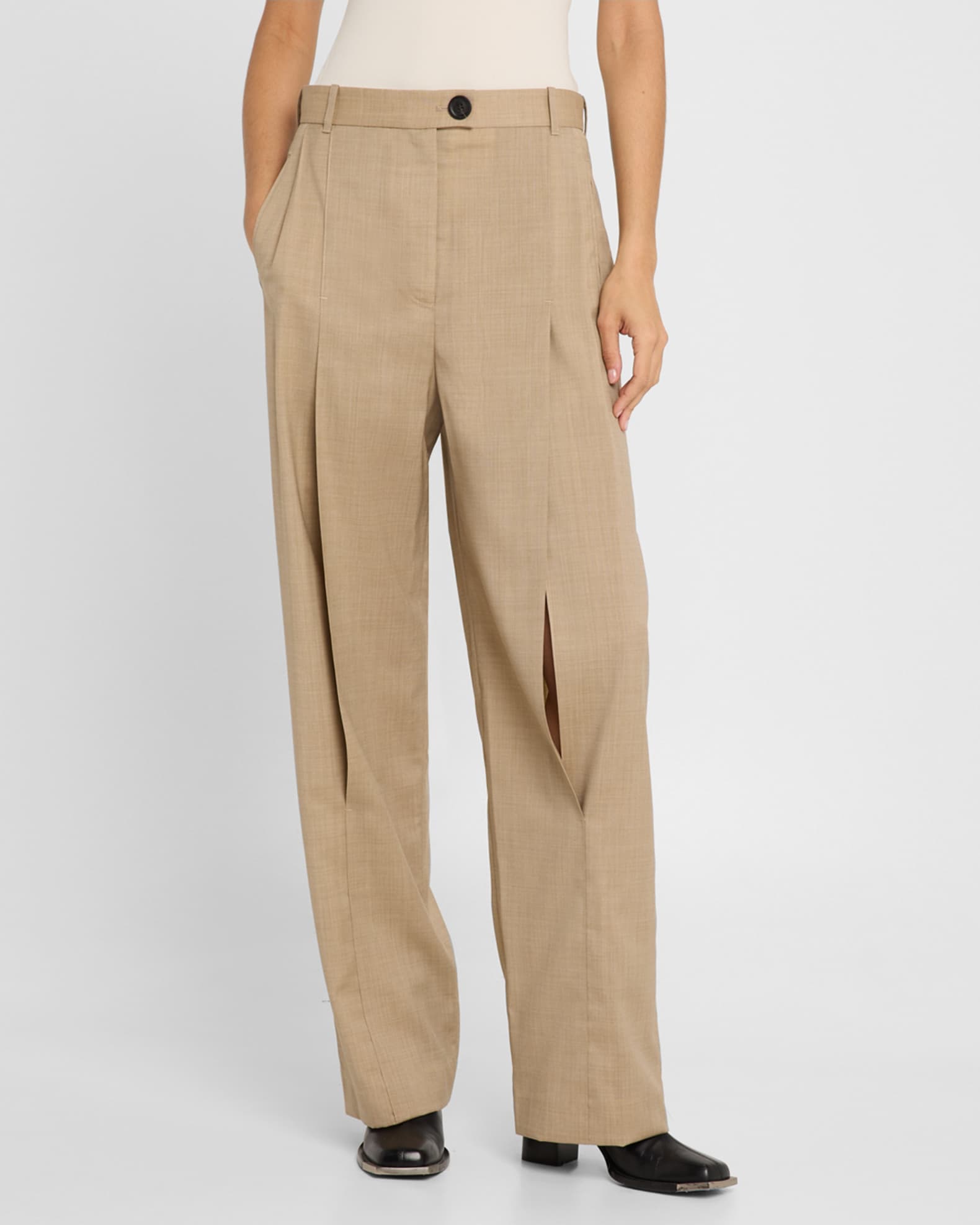 最も優遇 with Trousers Straight-Leg Do Peter Front Marcus Neiman | Slit パンツ