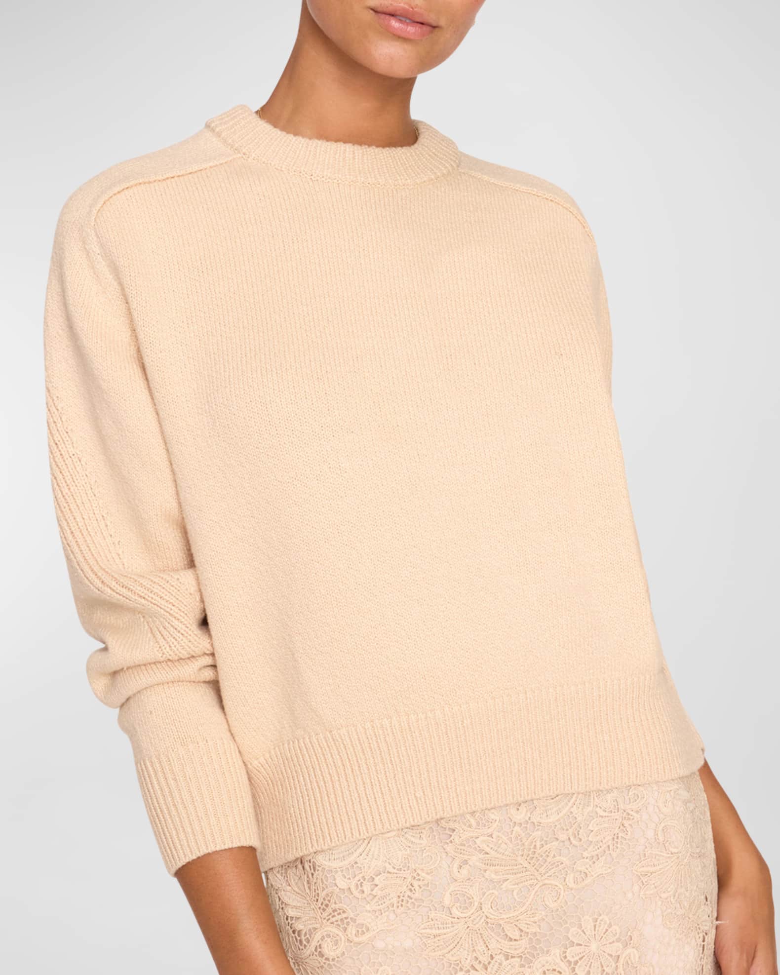 Brochu Walker Pele Crewneck Saddle-Sleeve Knit Sweater
