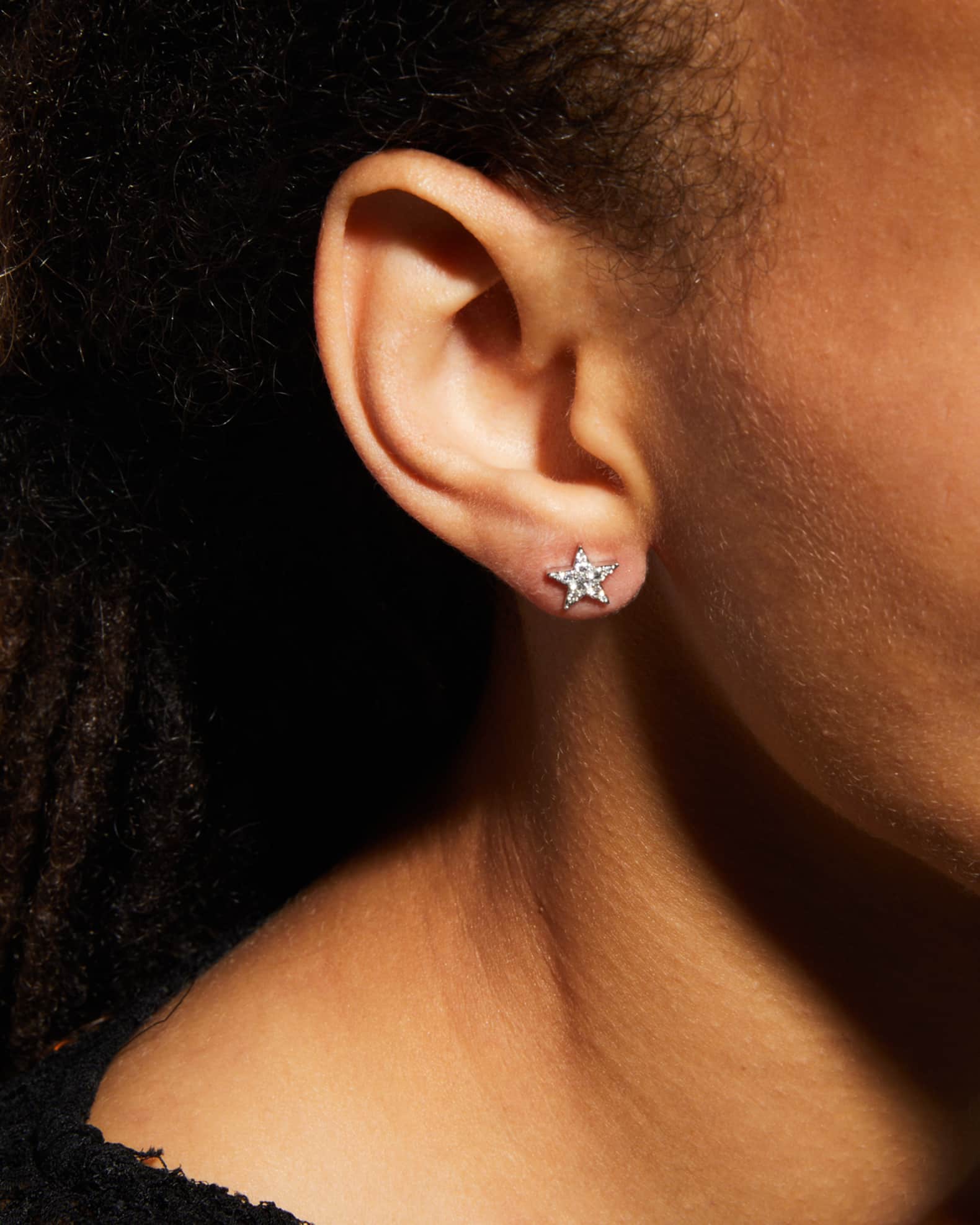 White Gold Luna Pave Diamond Star Earrings, 0.35-0.40tcw 1