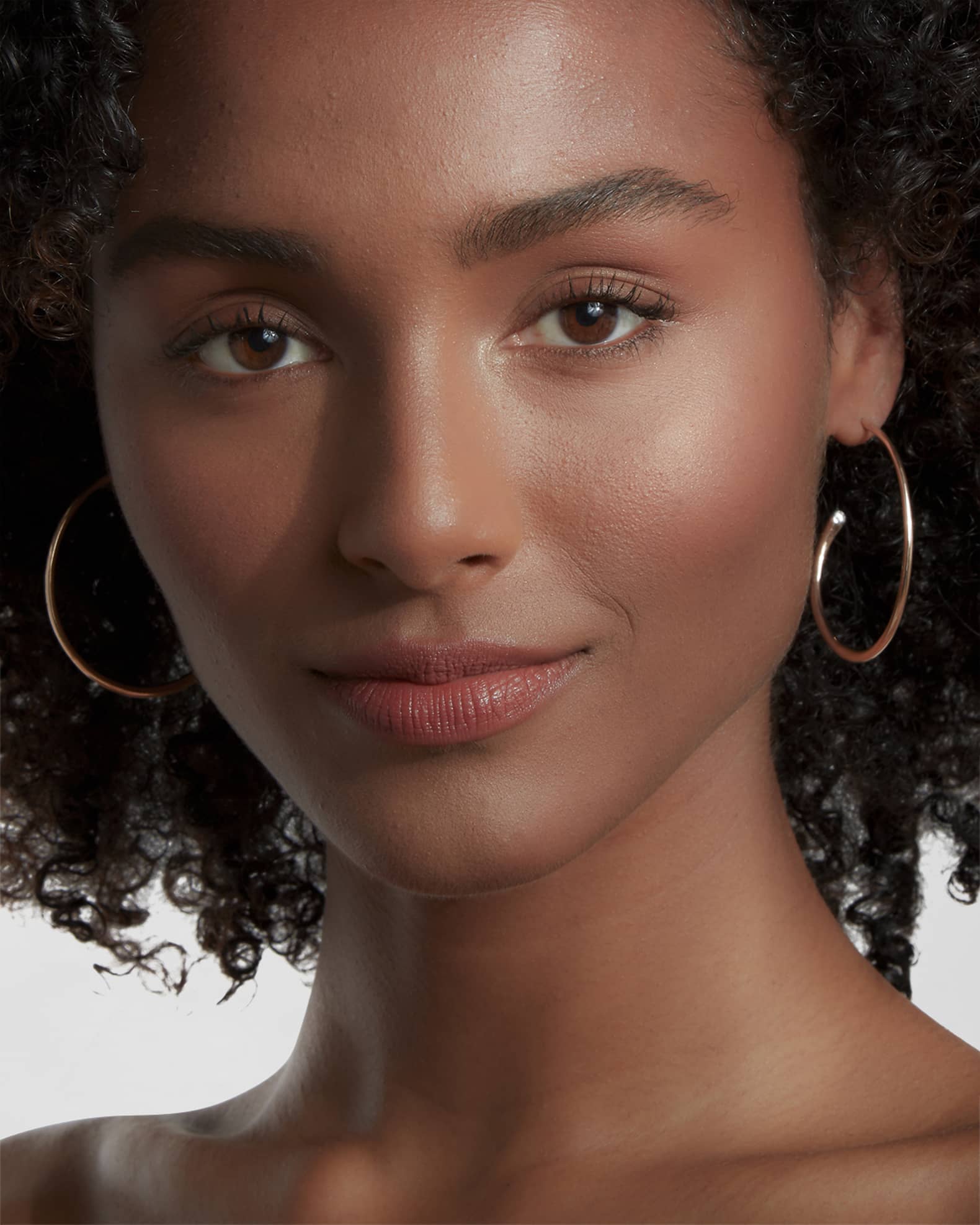 Thoby Rose Gold Tubular Large Swoosh Hoop Earrings 1