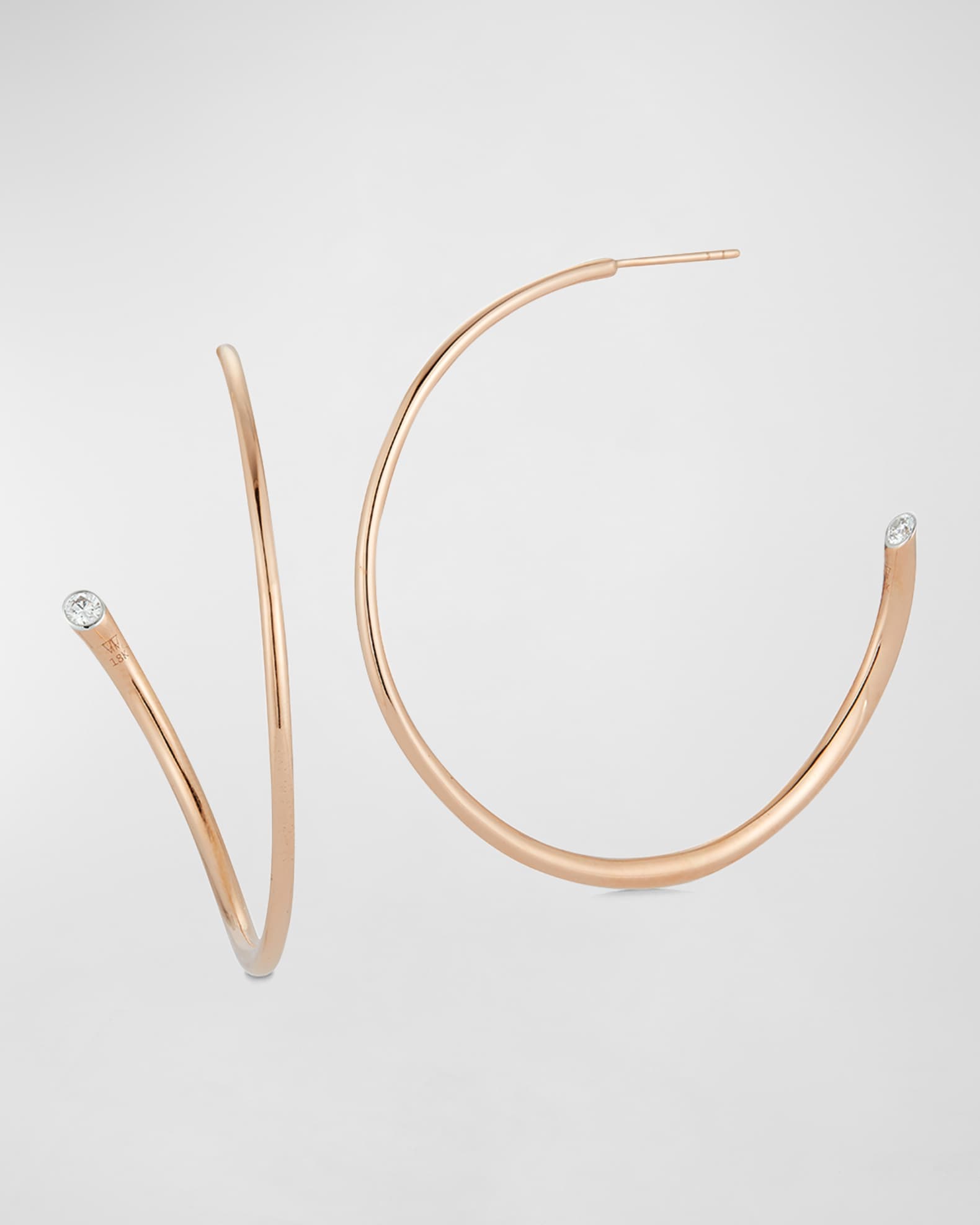 Thoby Rose Gold Tubular Large Swoosh Hoop Earrings 0